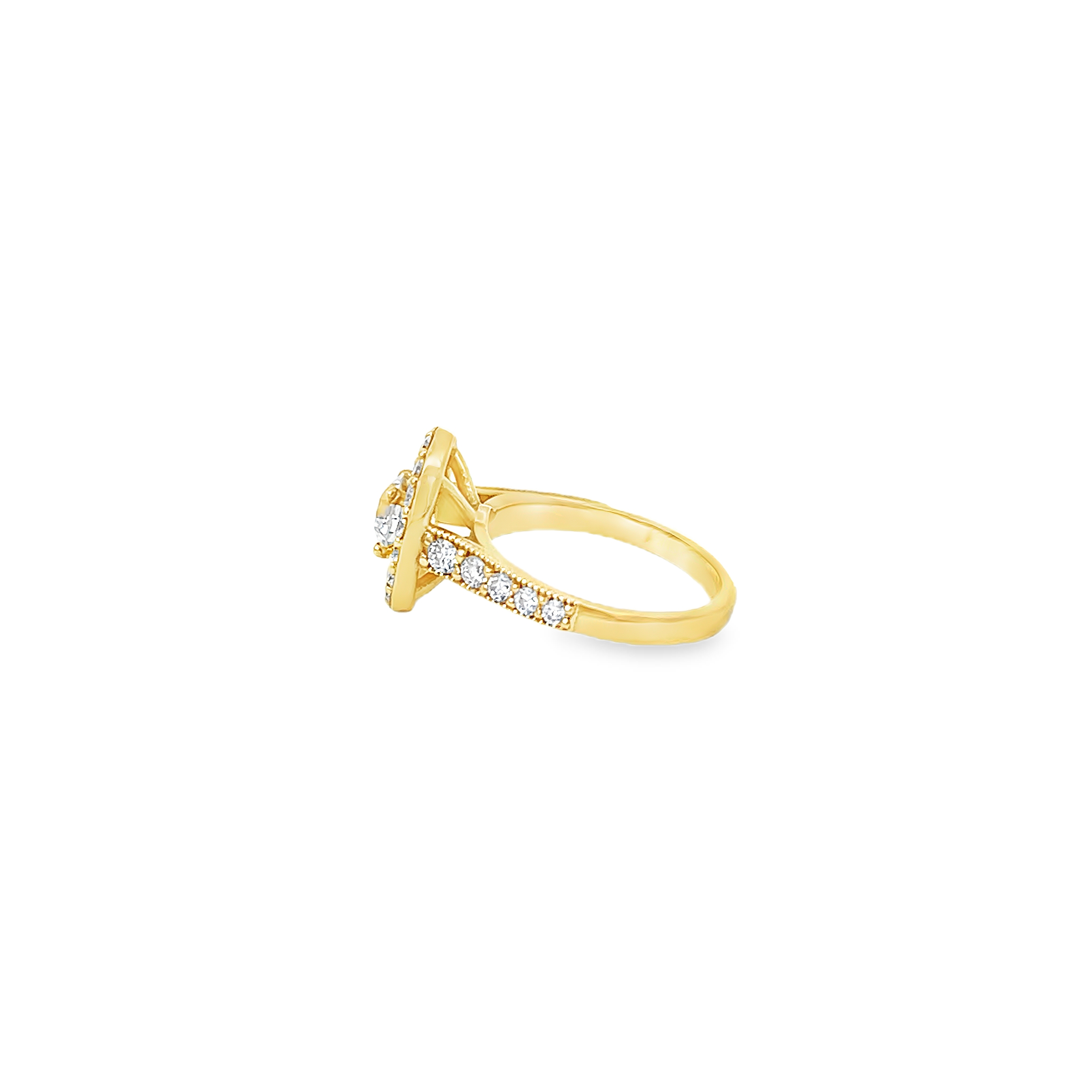 Yellow Gold Halo Style Ring 1.44 Carats