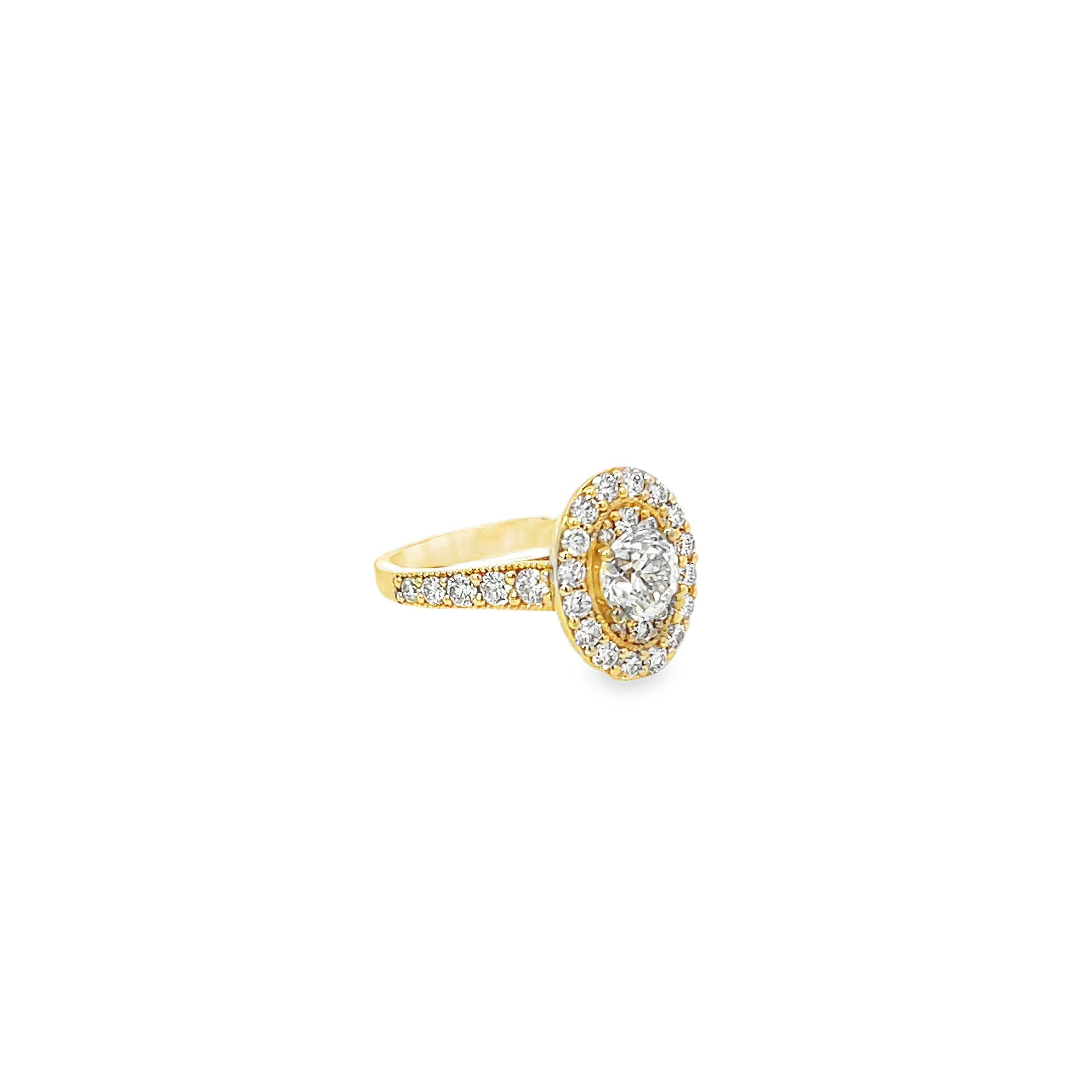 Yellow Gold Halo Style Ring 1.44 Carats
