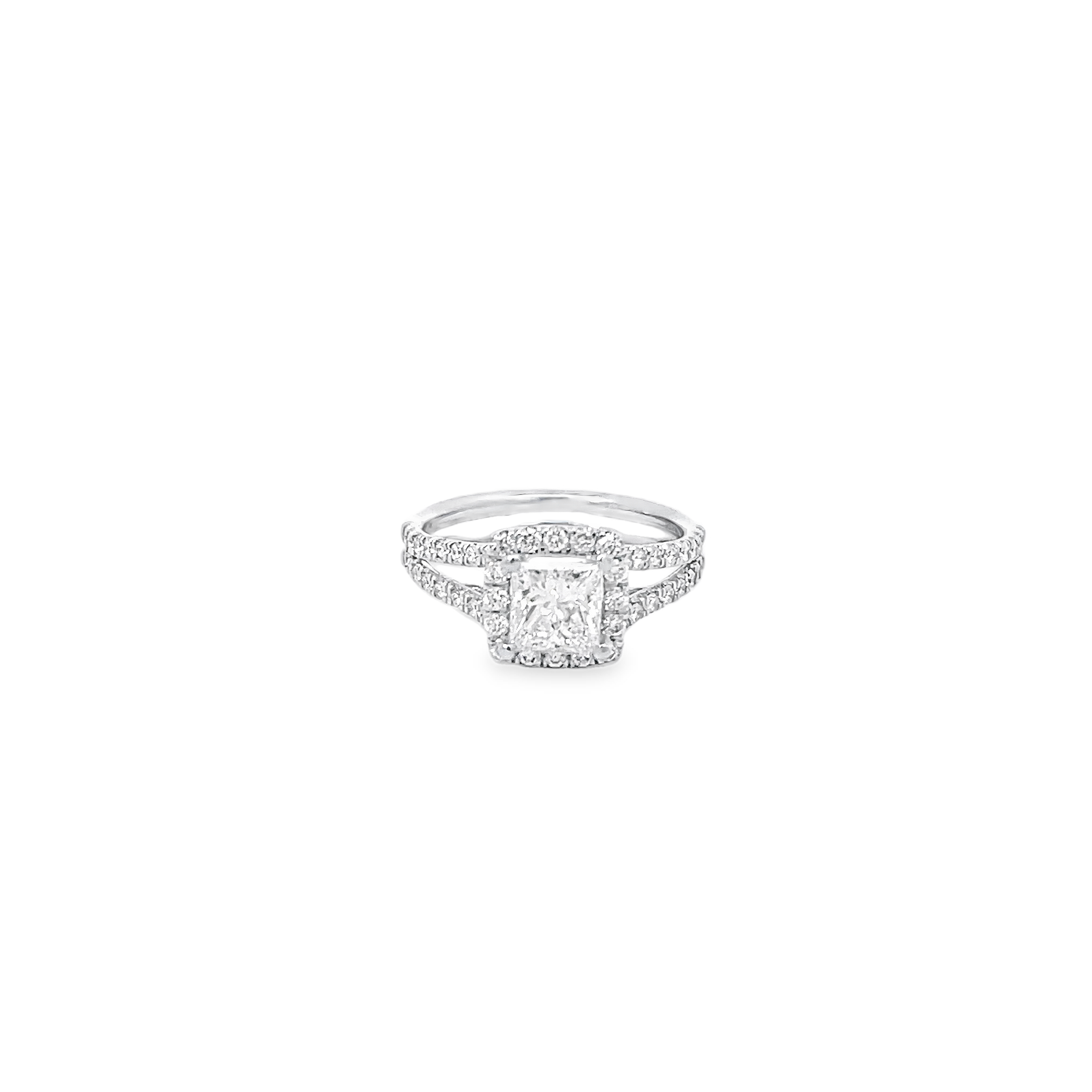 White Gold Princess Halo 1.47 Carat Ring