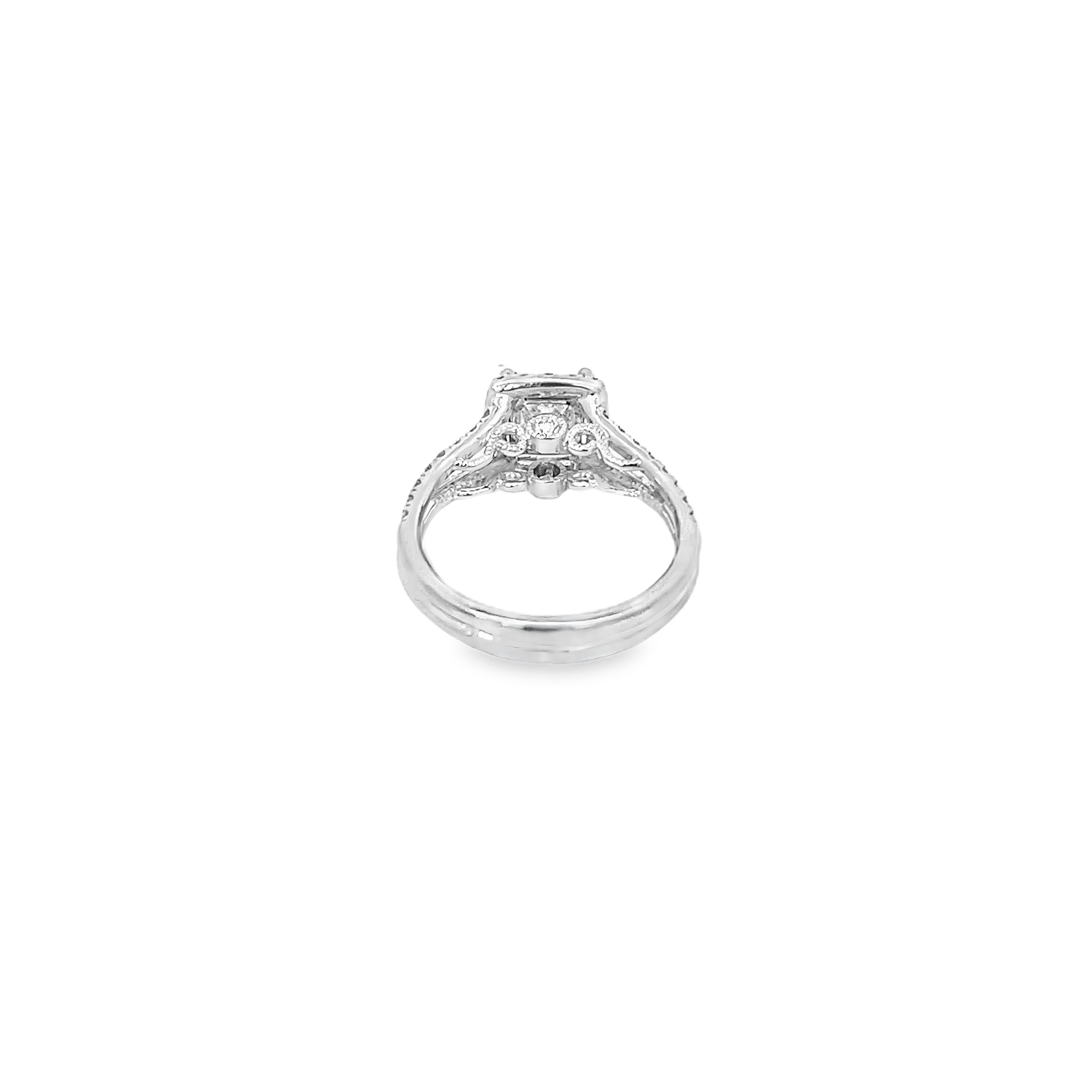 White Gold Princess Halo 1.47 Carat Ring