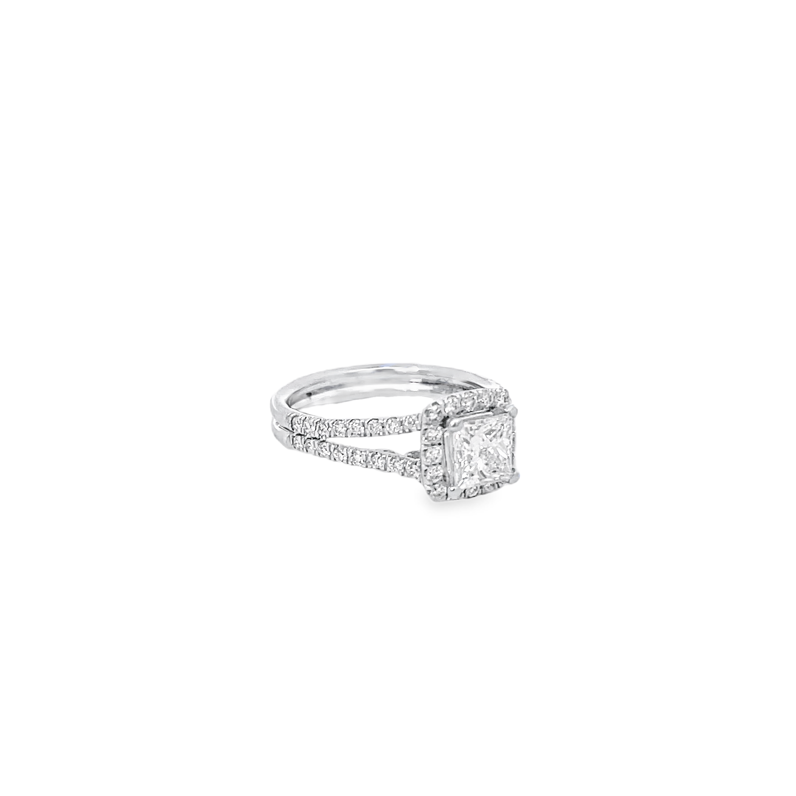 White Gold Princess Halo 1.47 Carat Ring