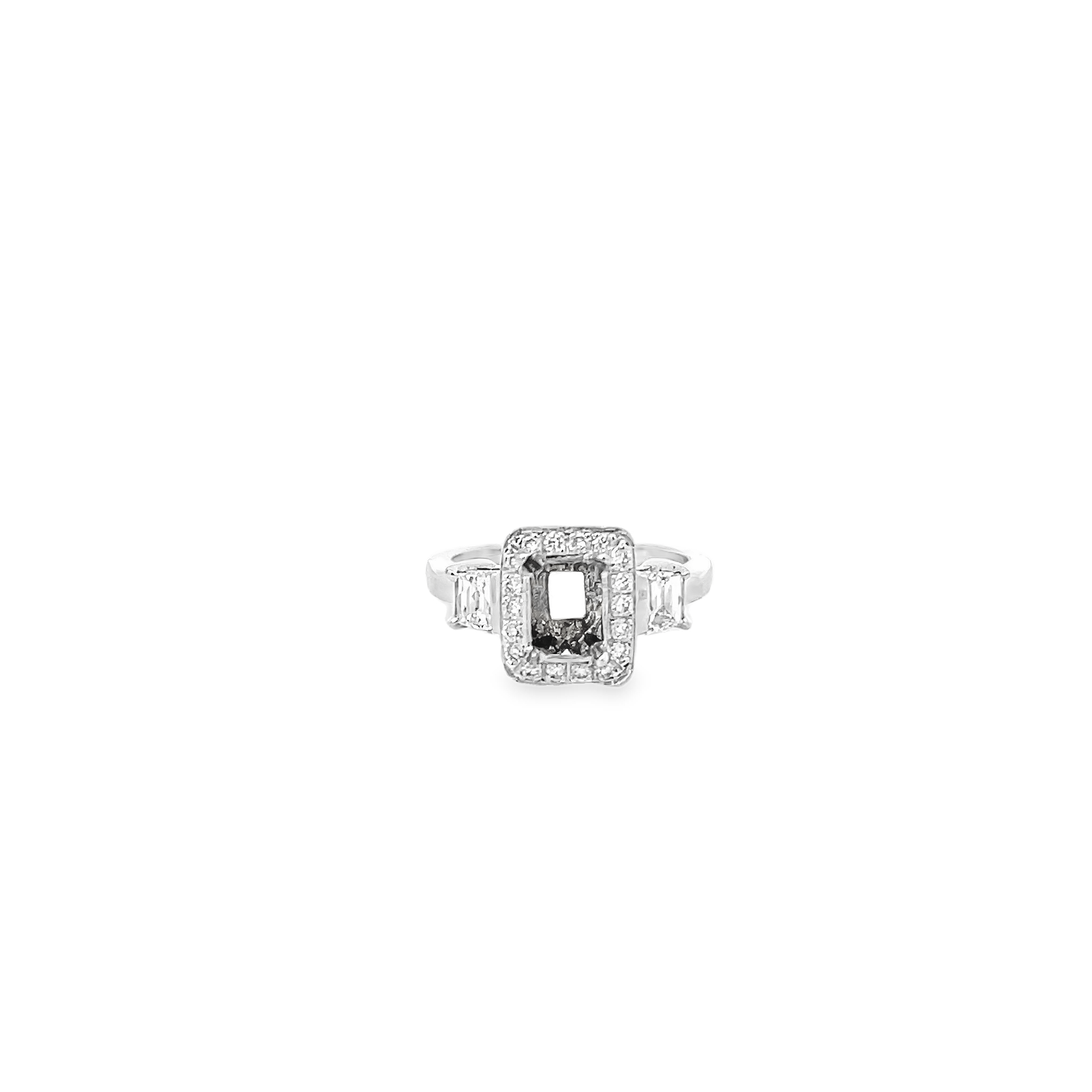 White Gold Three Stone Diamond Semi Mounting