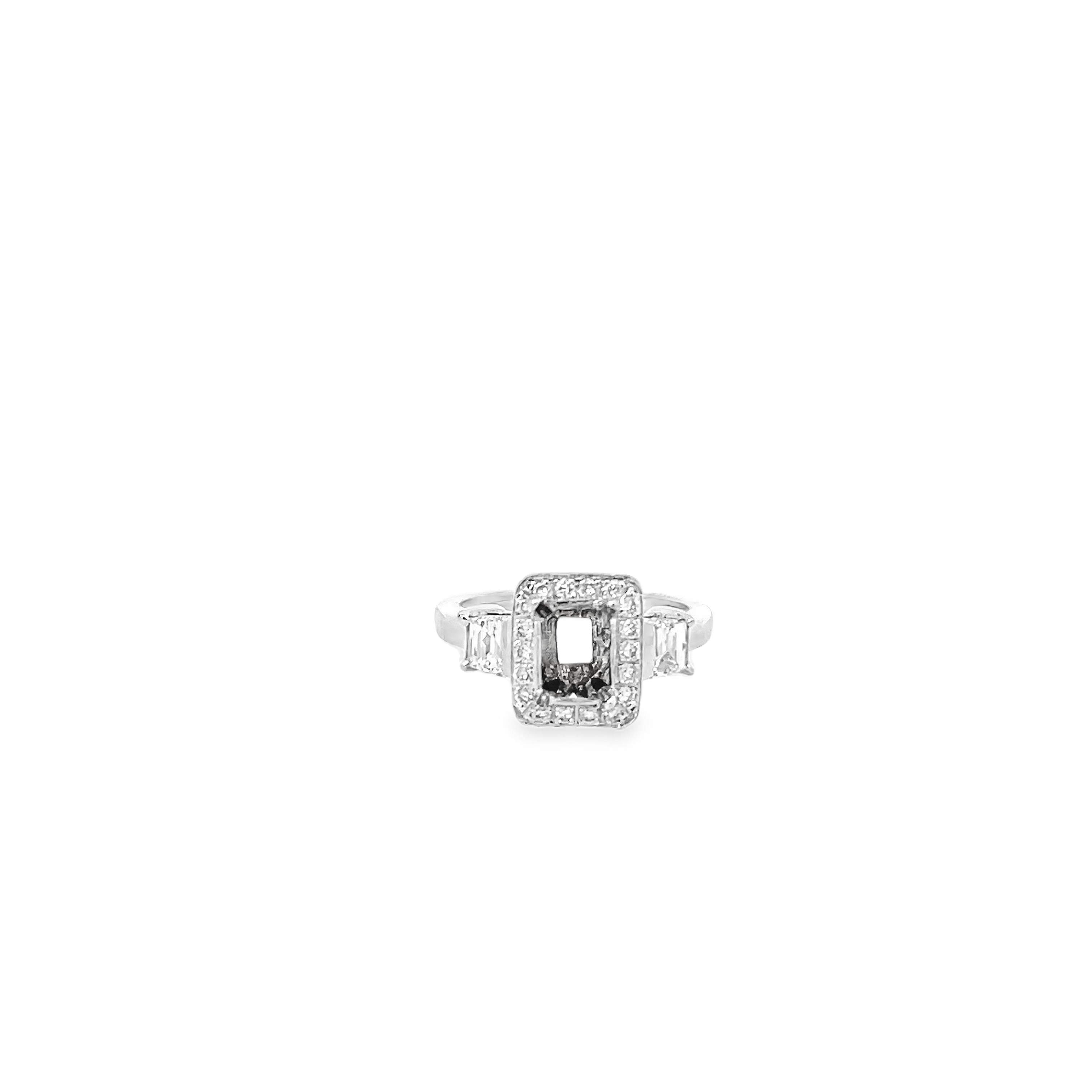 White Gold Three Stone Diamond Semi Mounting