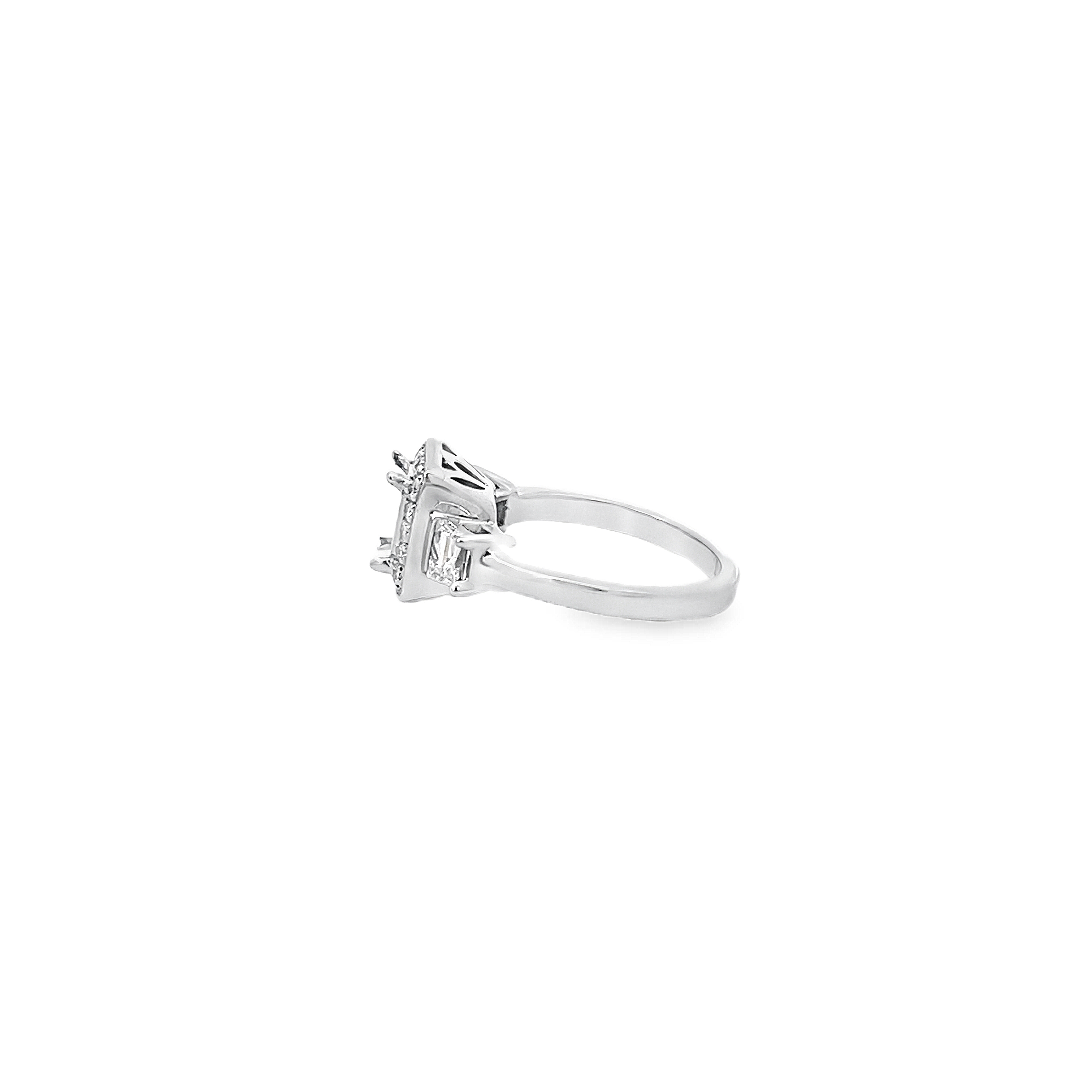 White Gold Three Stone Diamond Semi Mounting