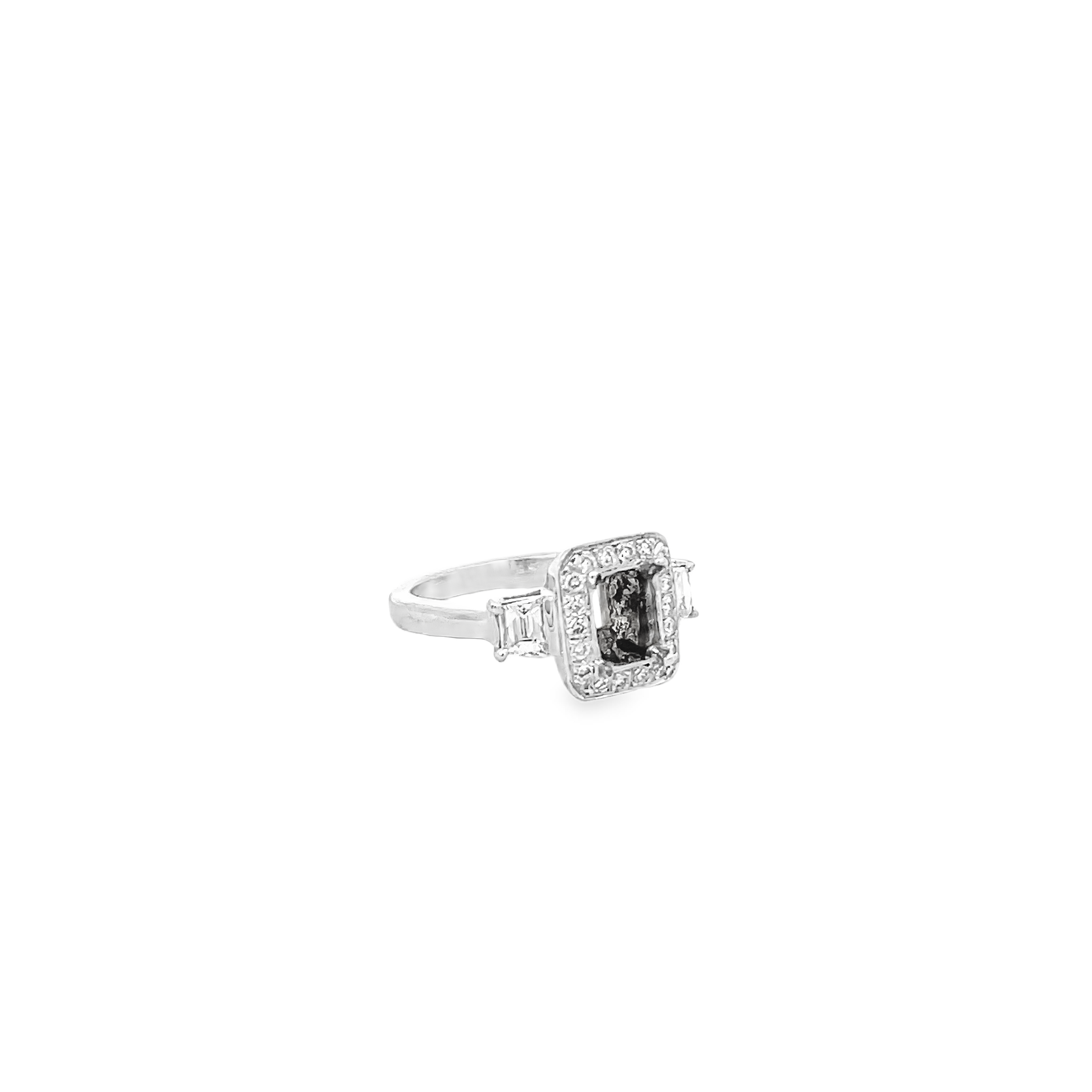 White Gold Three Stone Diamond Semi Mounting
