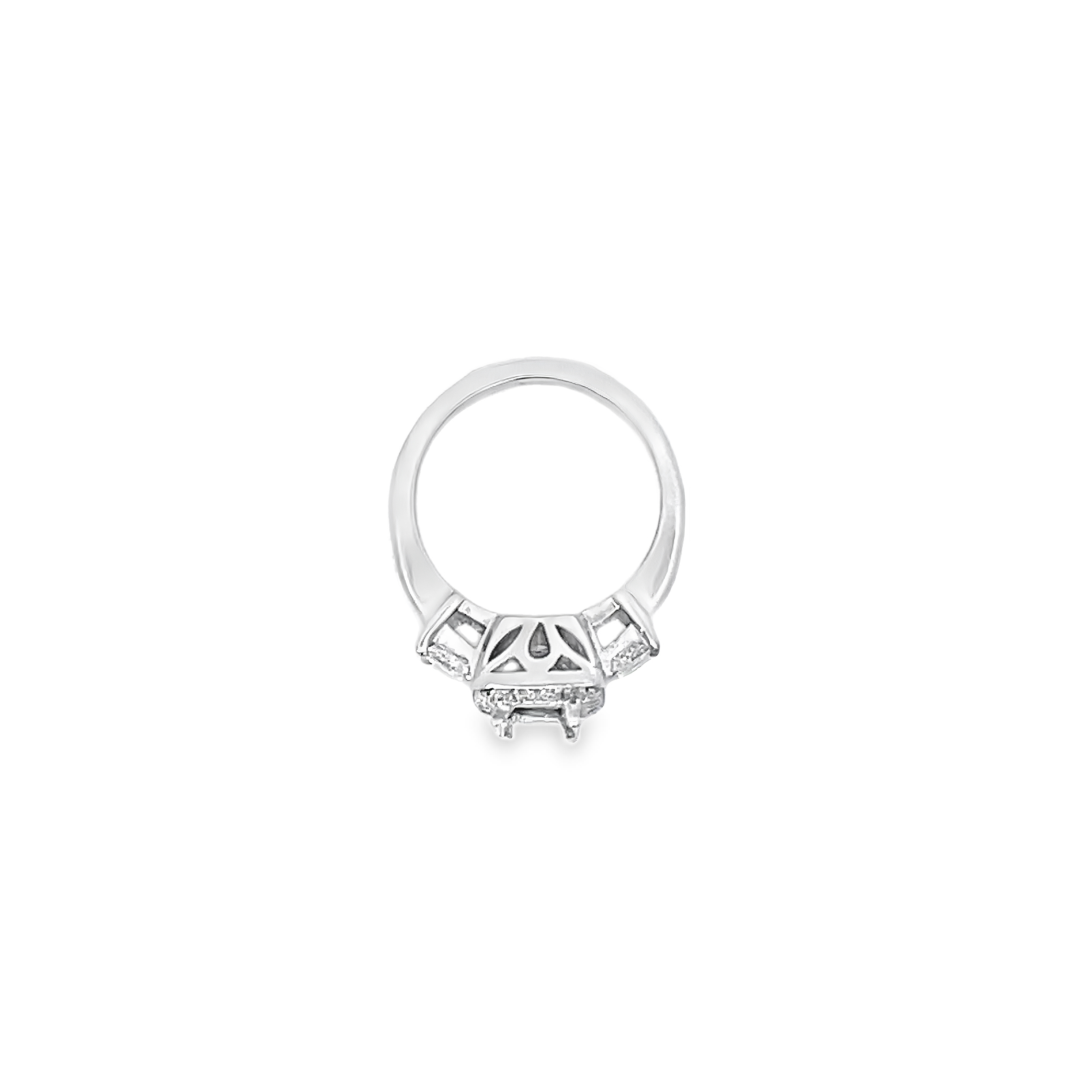 White Gold Three Stone Diamond Semi Mounting