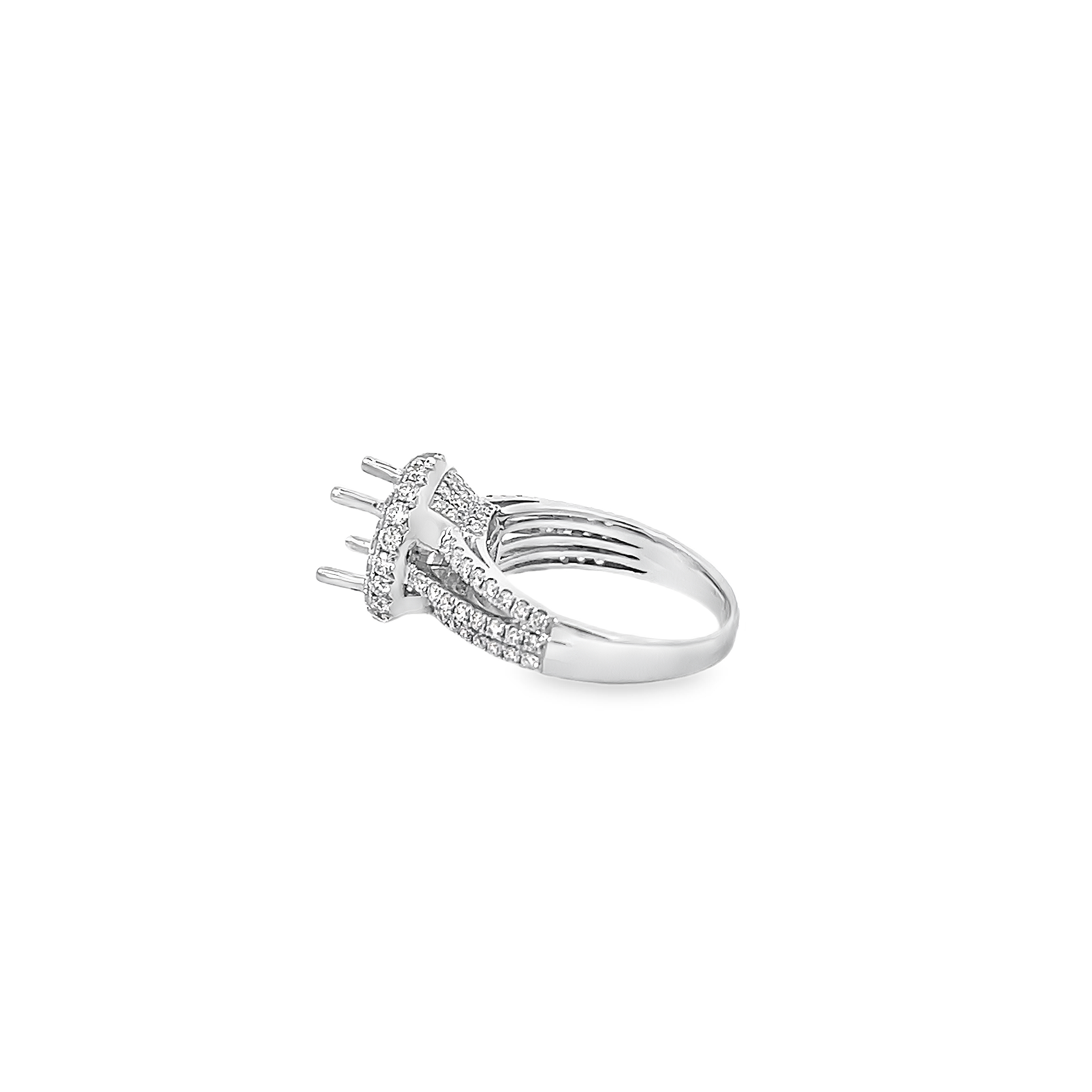 White Gold Diamond Halo Semi Mounting 1.28 Carat