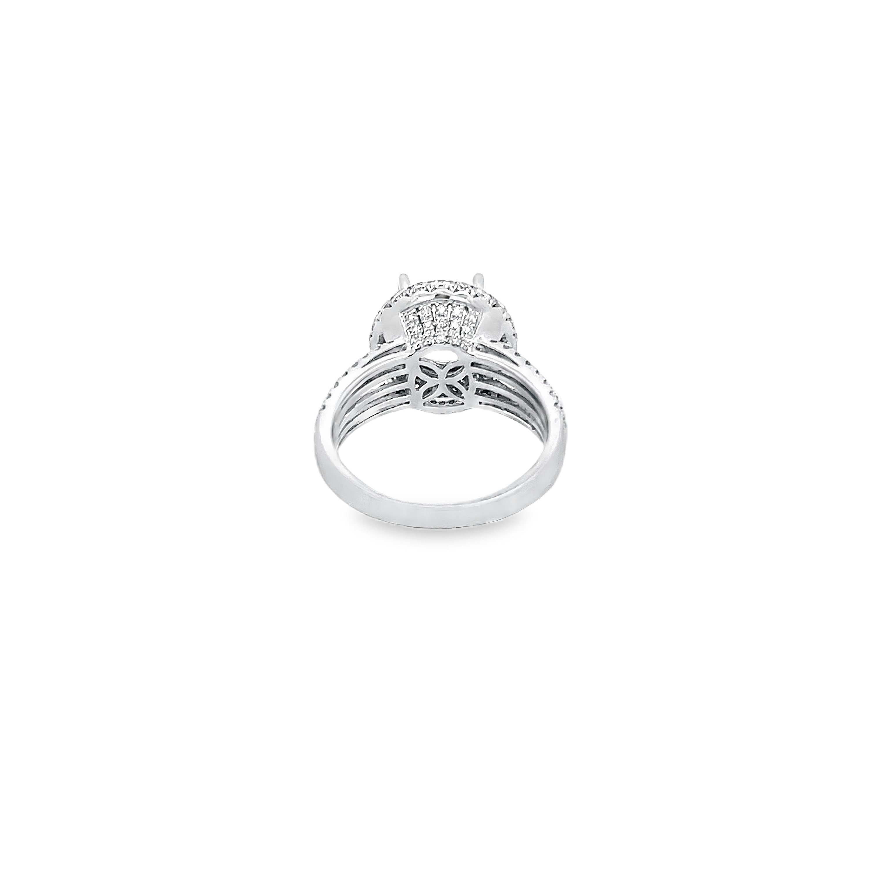 White Gold Diamond Halo Semi Mounting 1.28 Carat