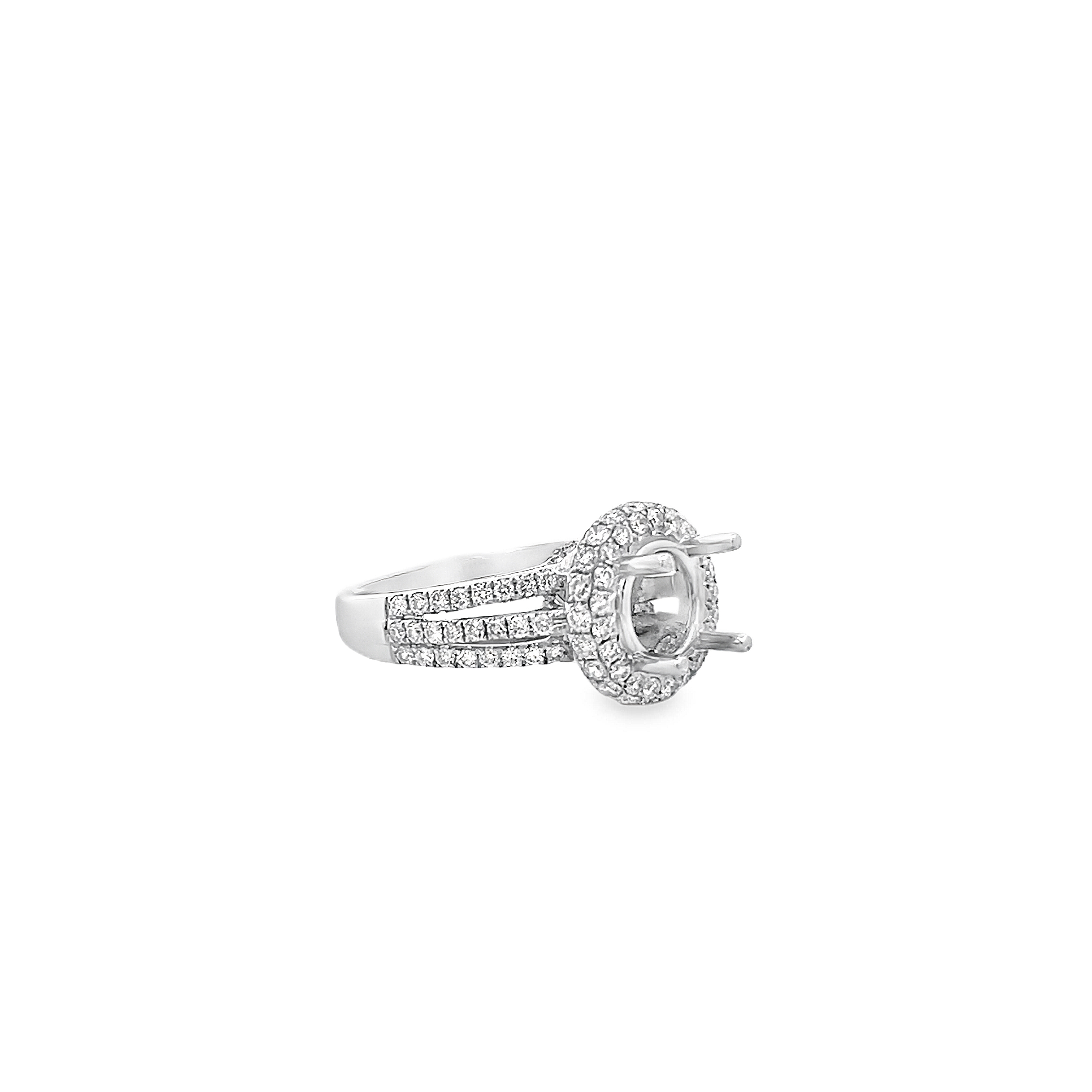 White Gold Diamond Halo Semi Mounting 1.28 Carat