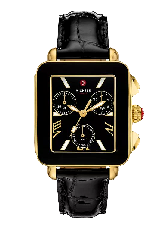 Michele Deco Sport Watch 36MM - Black Leather