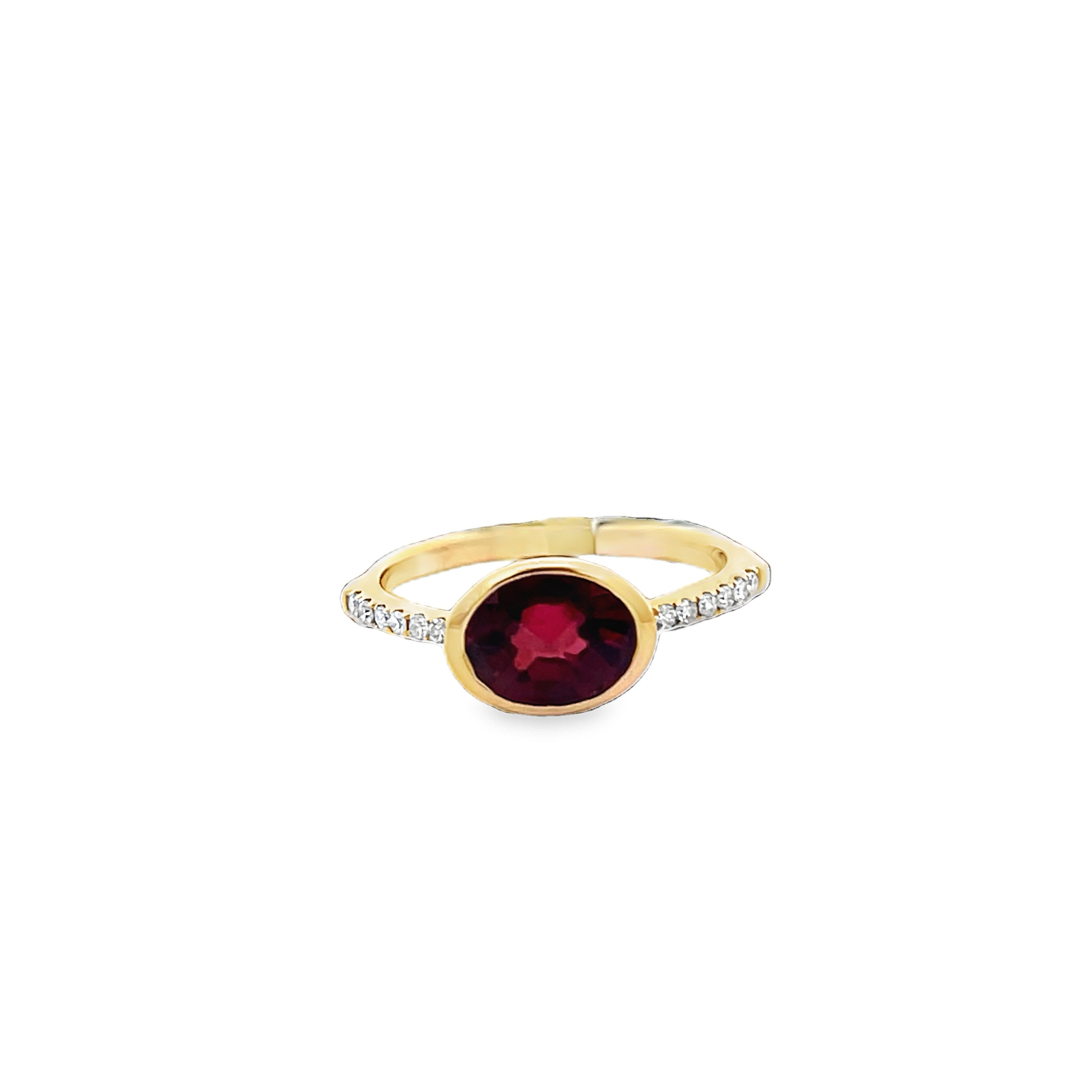 Oval Garnet Diamond Ring