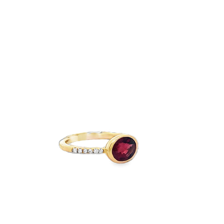 Oval Garnet Diamond Ring