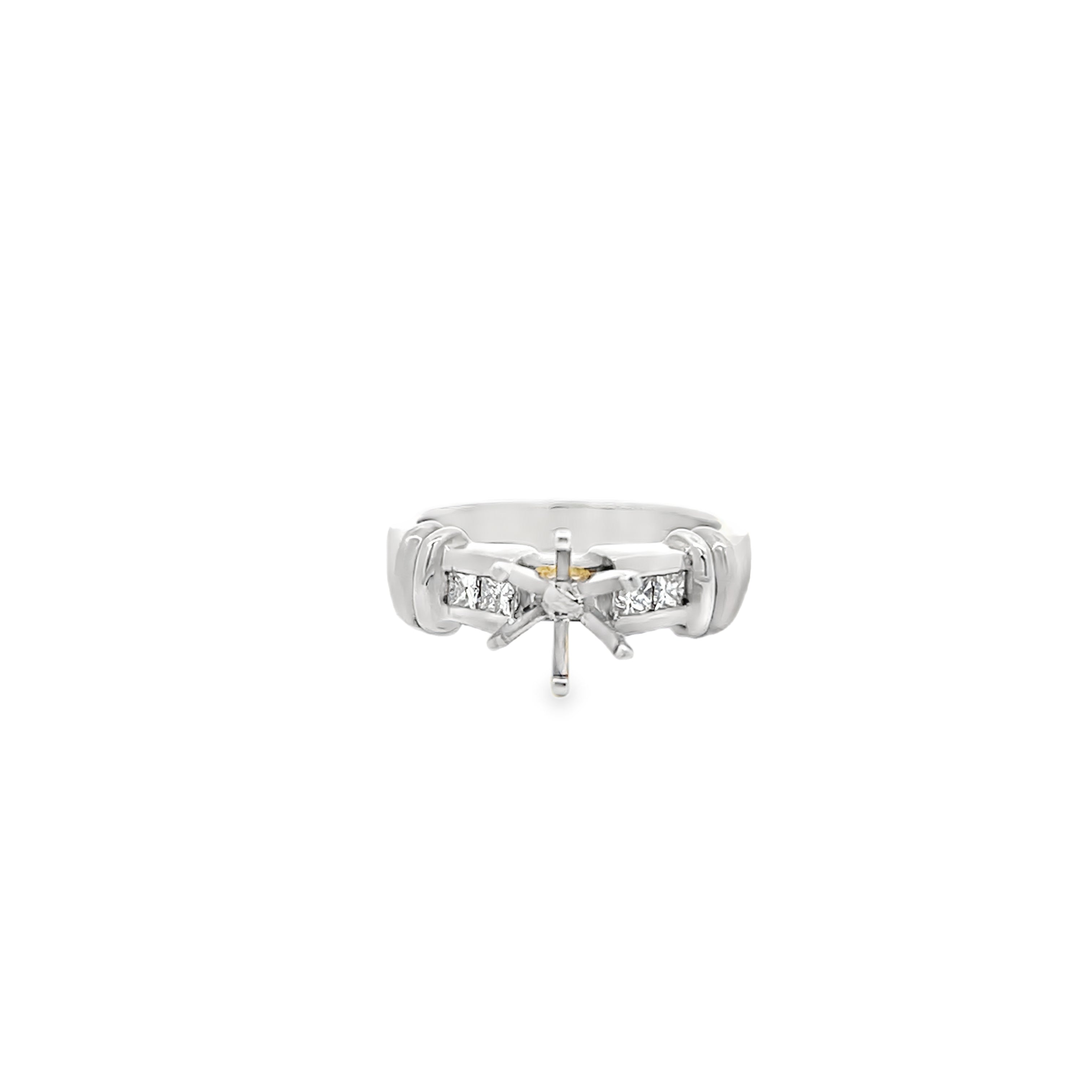 White Gold Diamond Semi Mounting Ring Channel Set