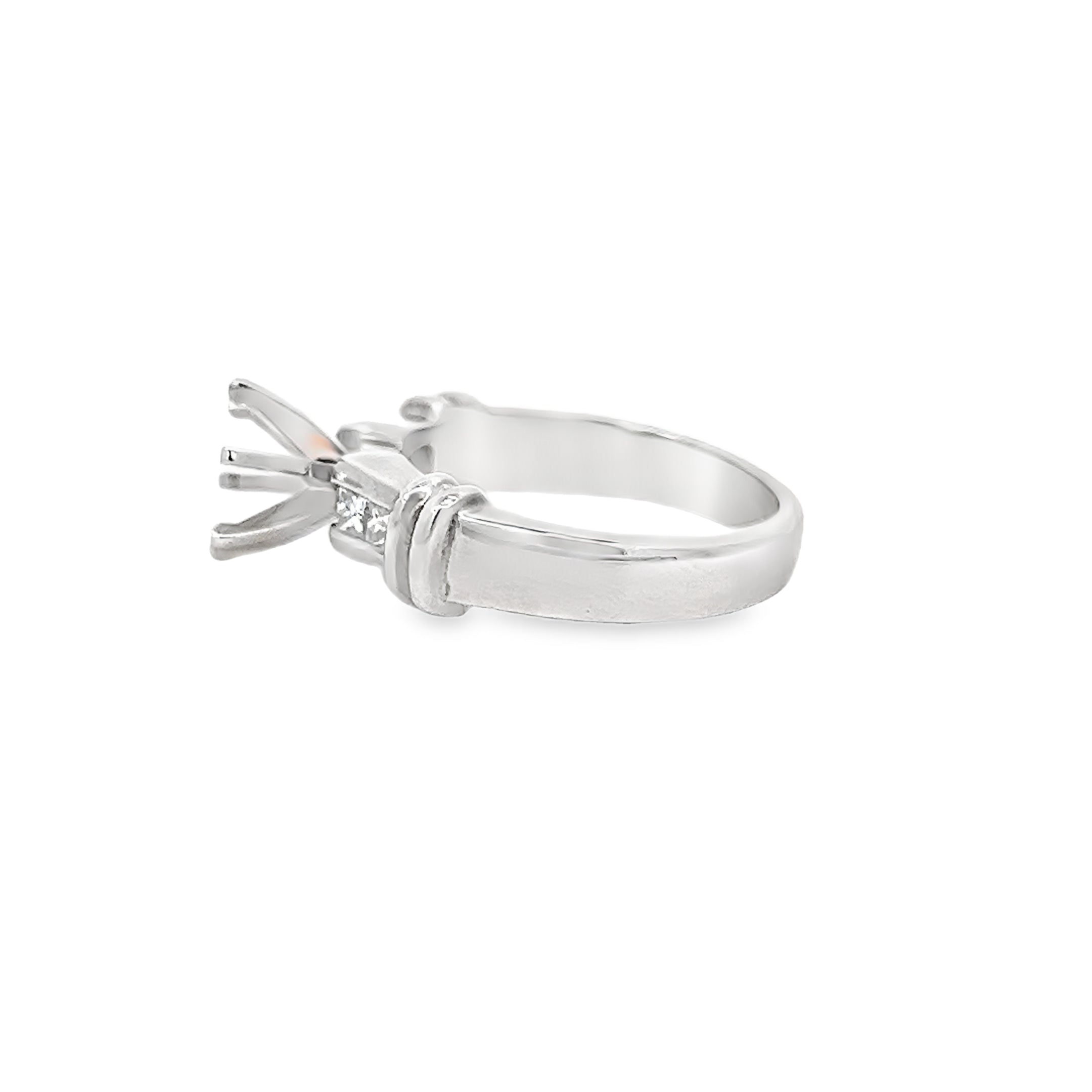 White Gold Diamond Semi Mounting Ring Channel Set