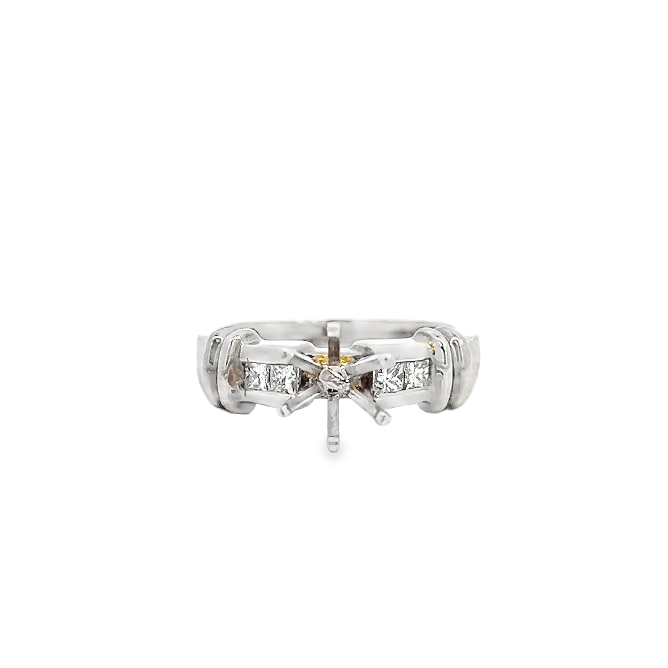 White Gold Diamond Semi Mounting Ring Channel Set