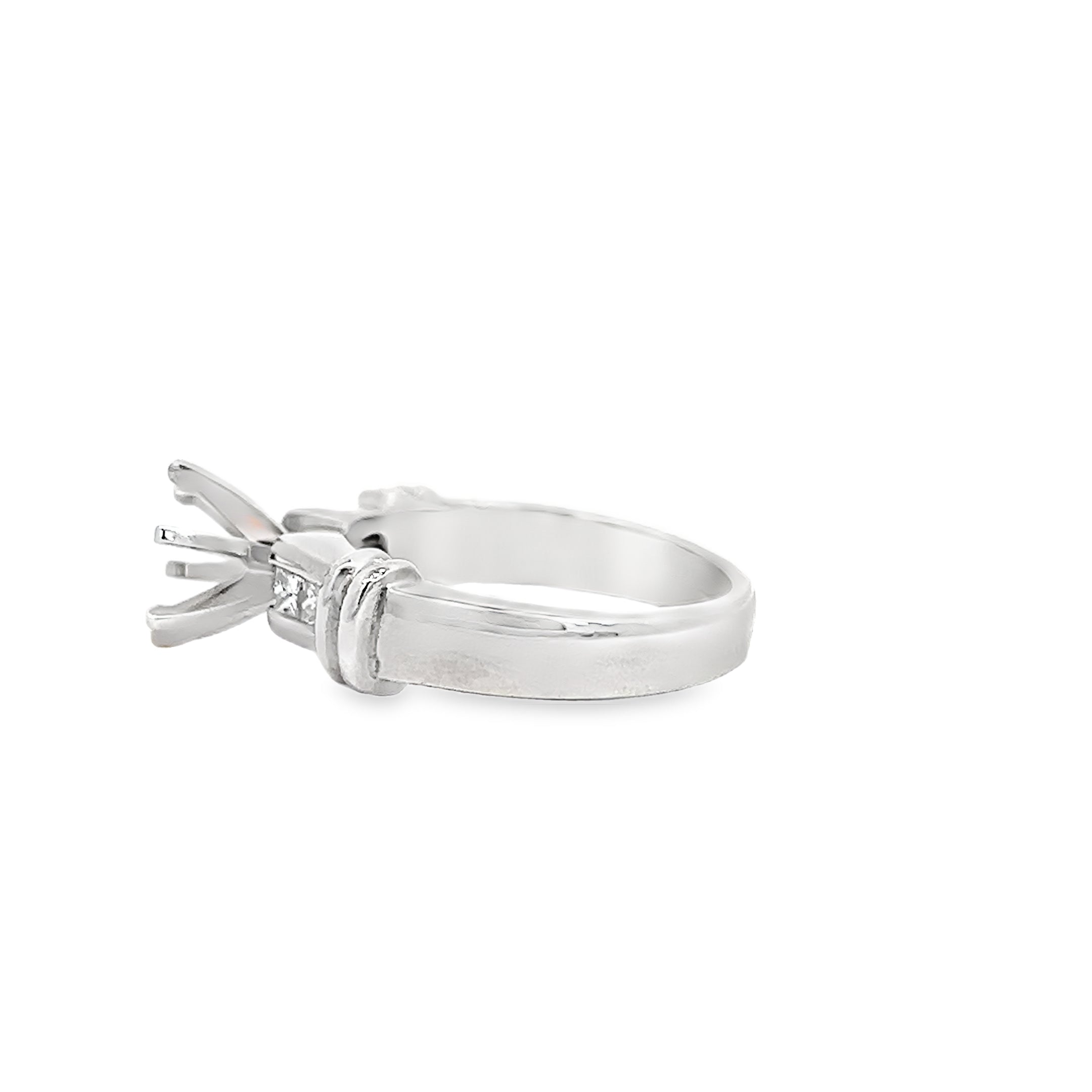 White Gold Diamond Semi Mounting Ring Channel Set
