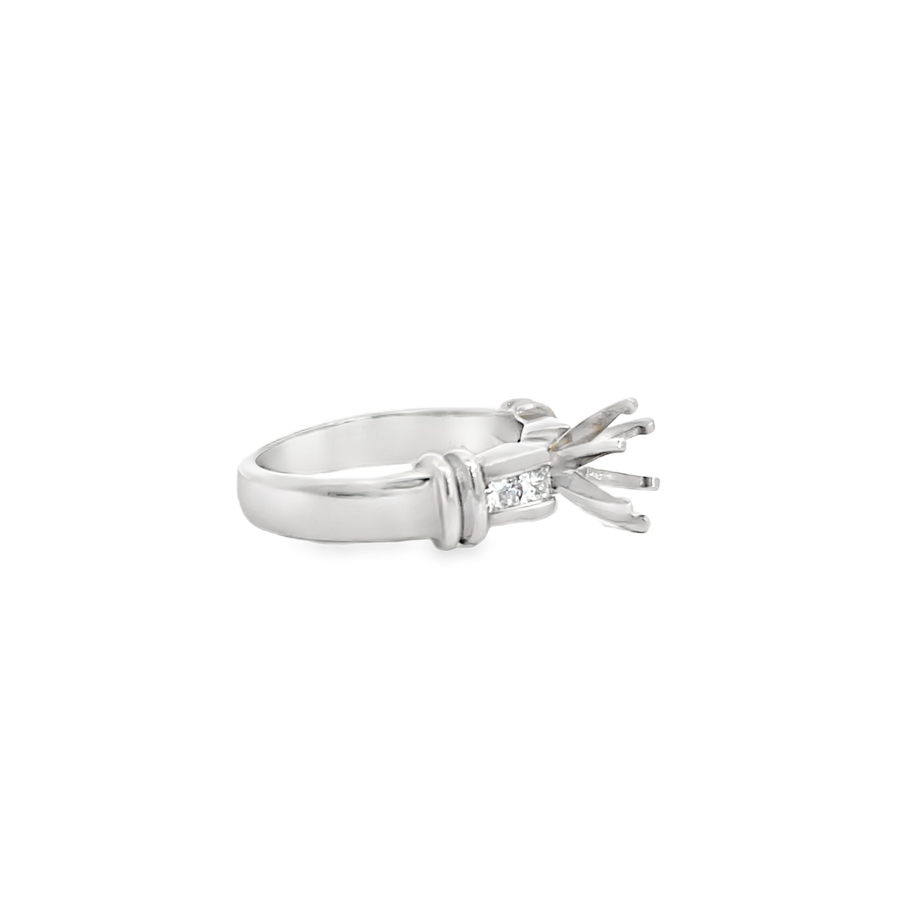 White Gold Diamond Semi Mounting Ring Channel Set
