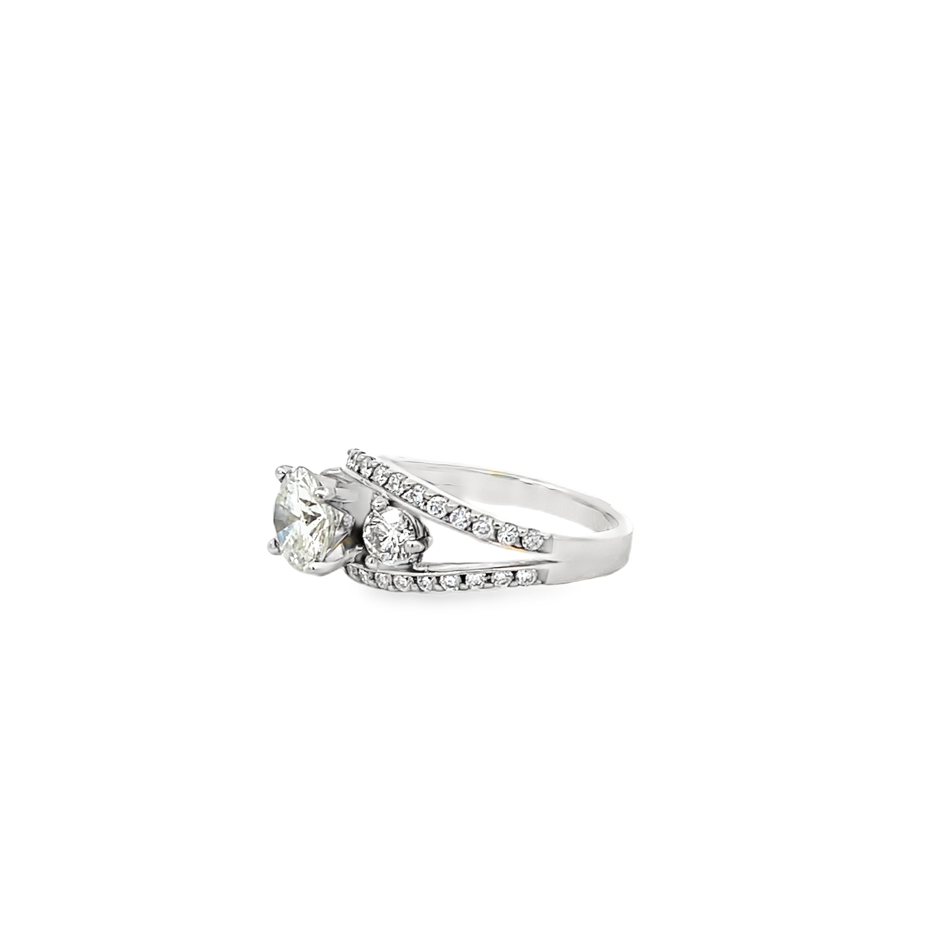 White Gold 0.74 Carat Three Stone Semi Mounting Ring