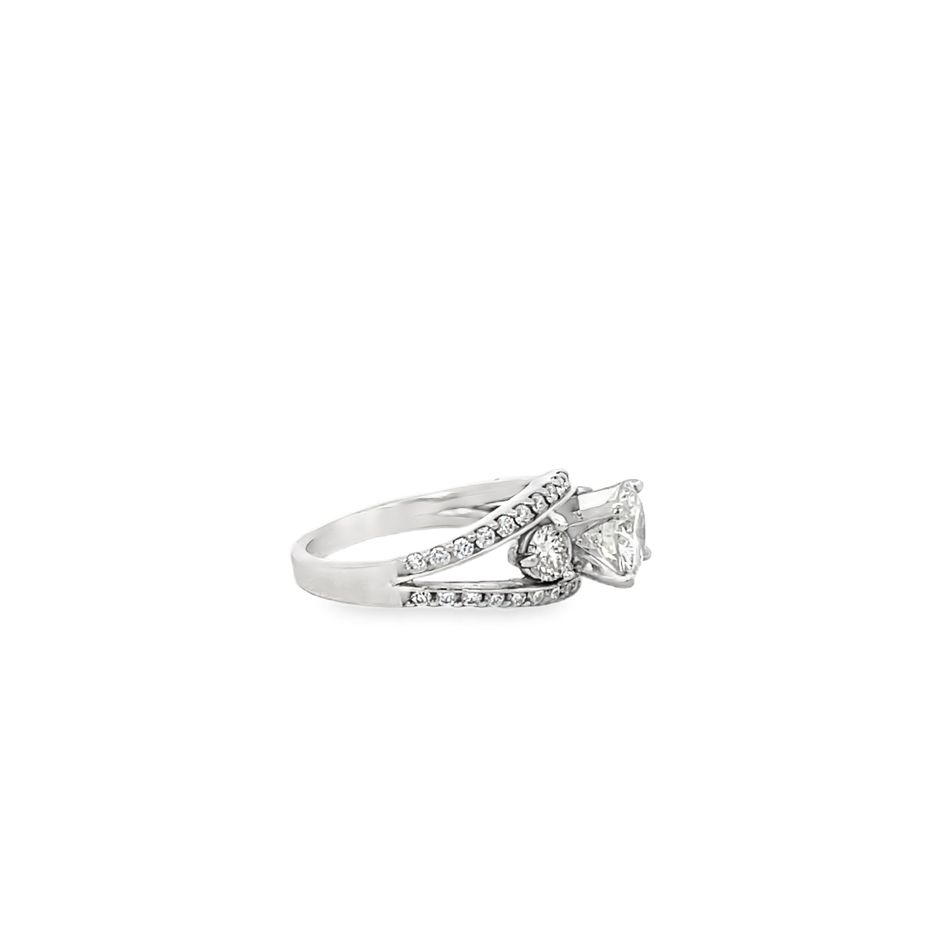 White Gold 0.74 Carat Three Stone Semi Mounting Ring