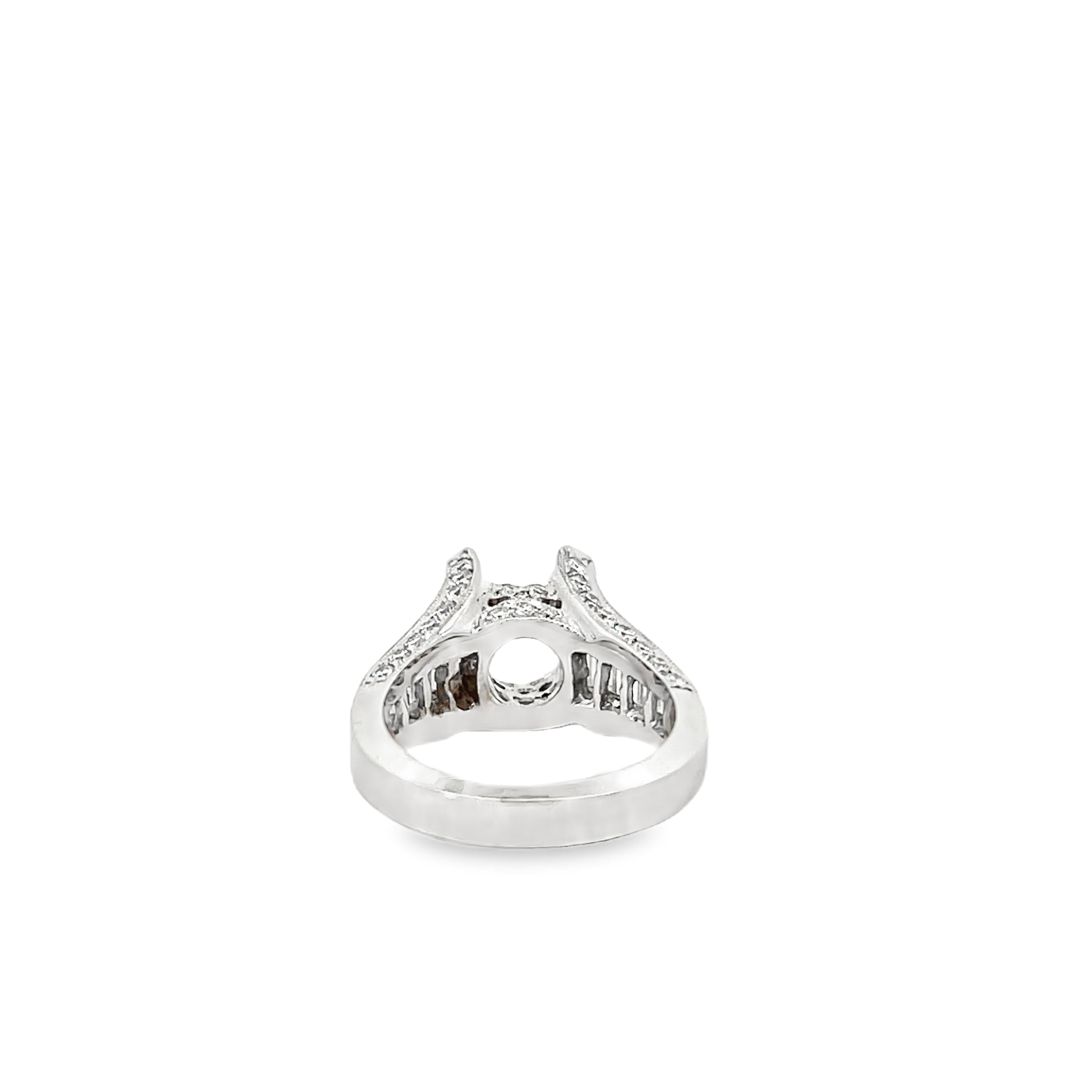 White Gold 1.76 Carats Diamond Semi Mounting Ring