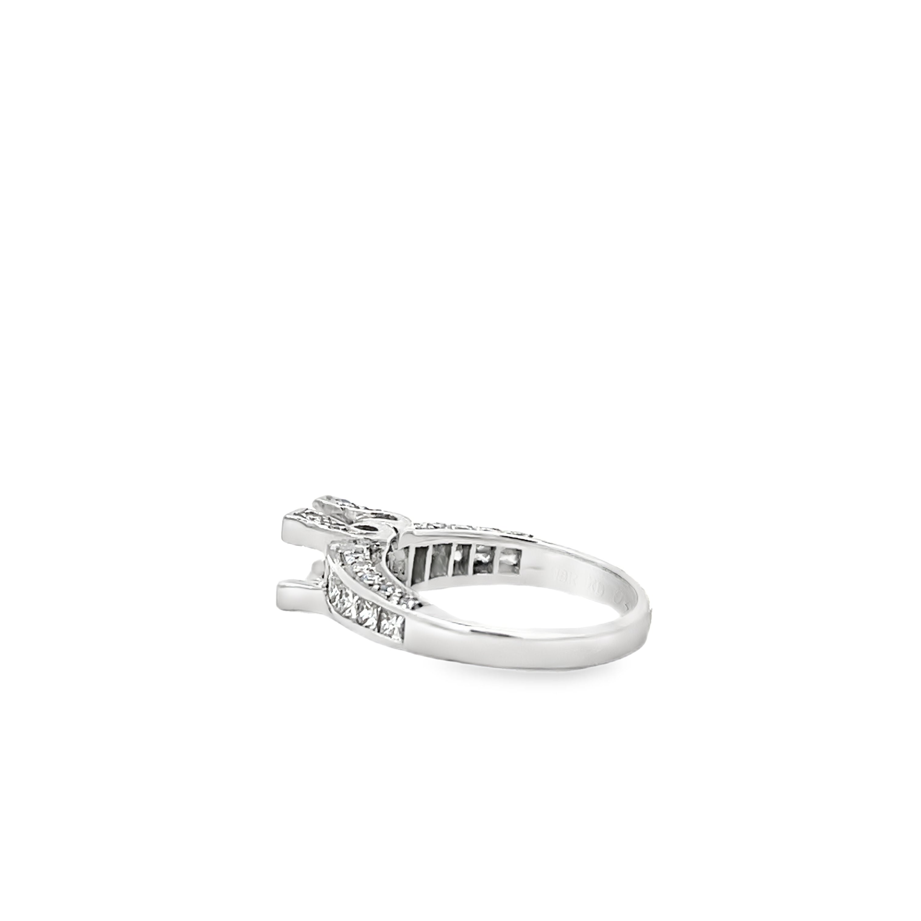 White Gold 1.21 Carat Princess Diamonds Semi Mounting Ring