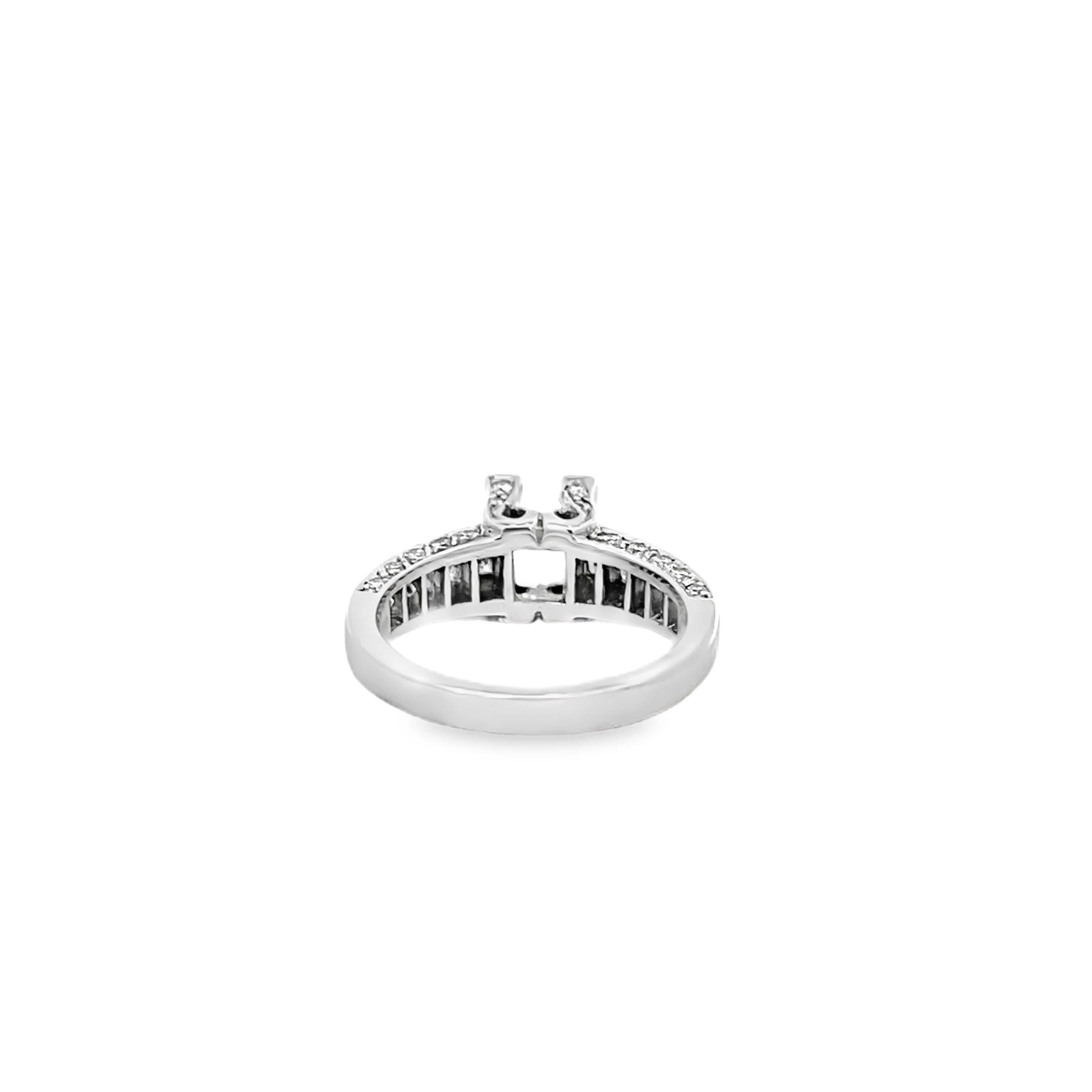 White Gold 1.21 Carat Princess Diamonds Semi Mounting Ring