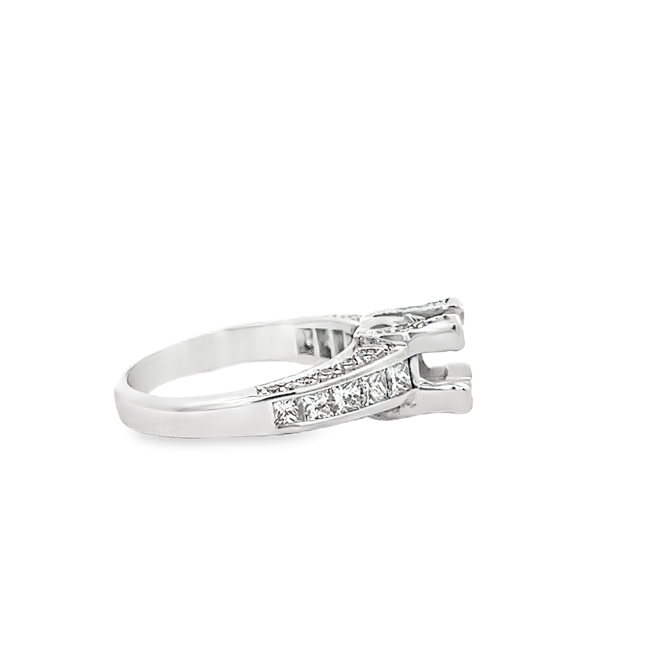 White Gold 1.21 Carat Princess Diamonds Semi Mounting Ring