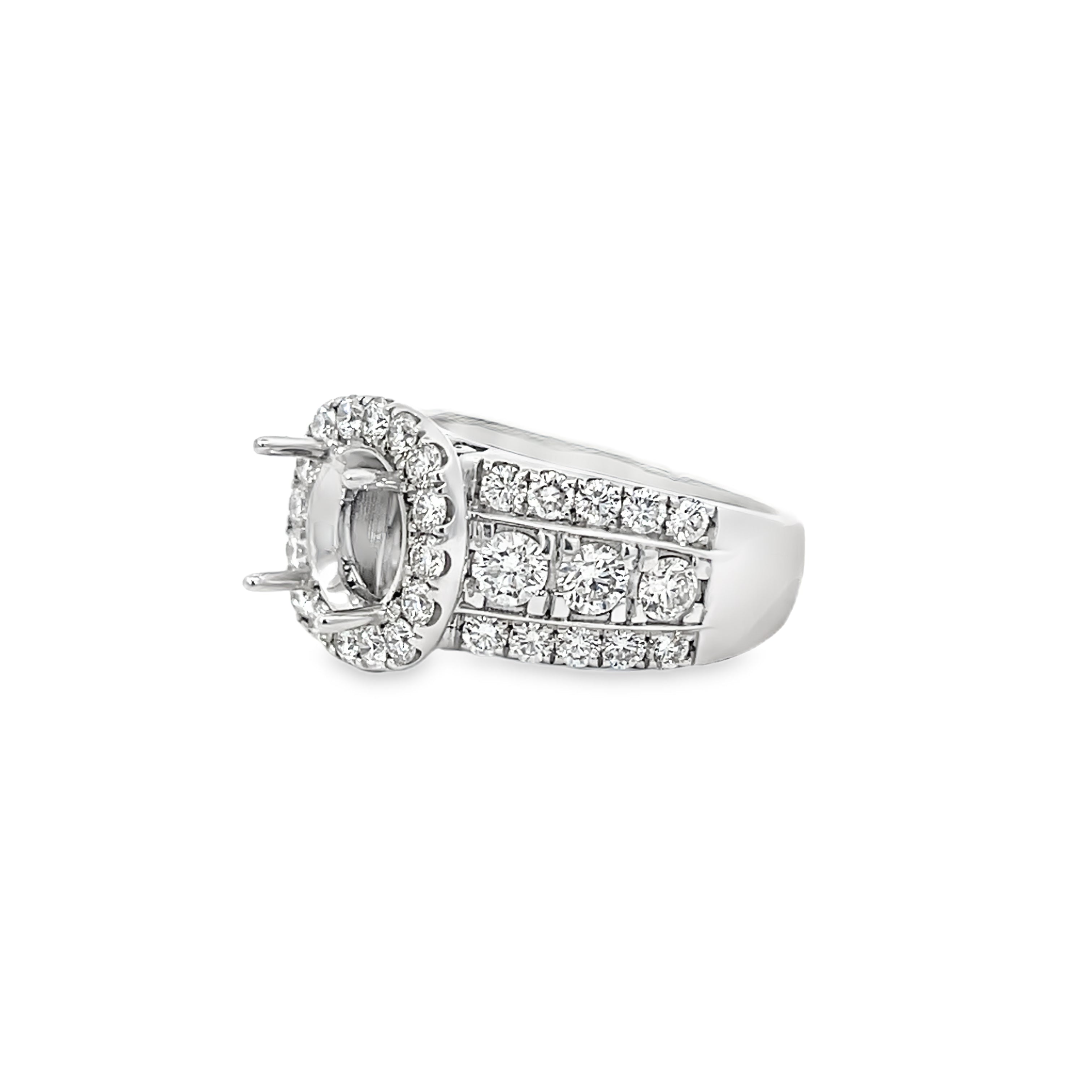 White Gold 2.25 Carat Halo Diamond Semi Mounting Ring