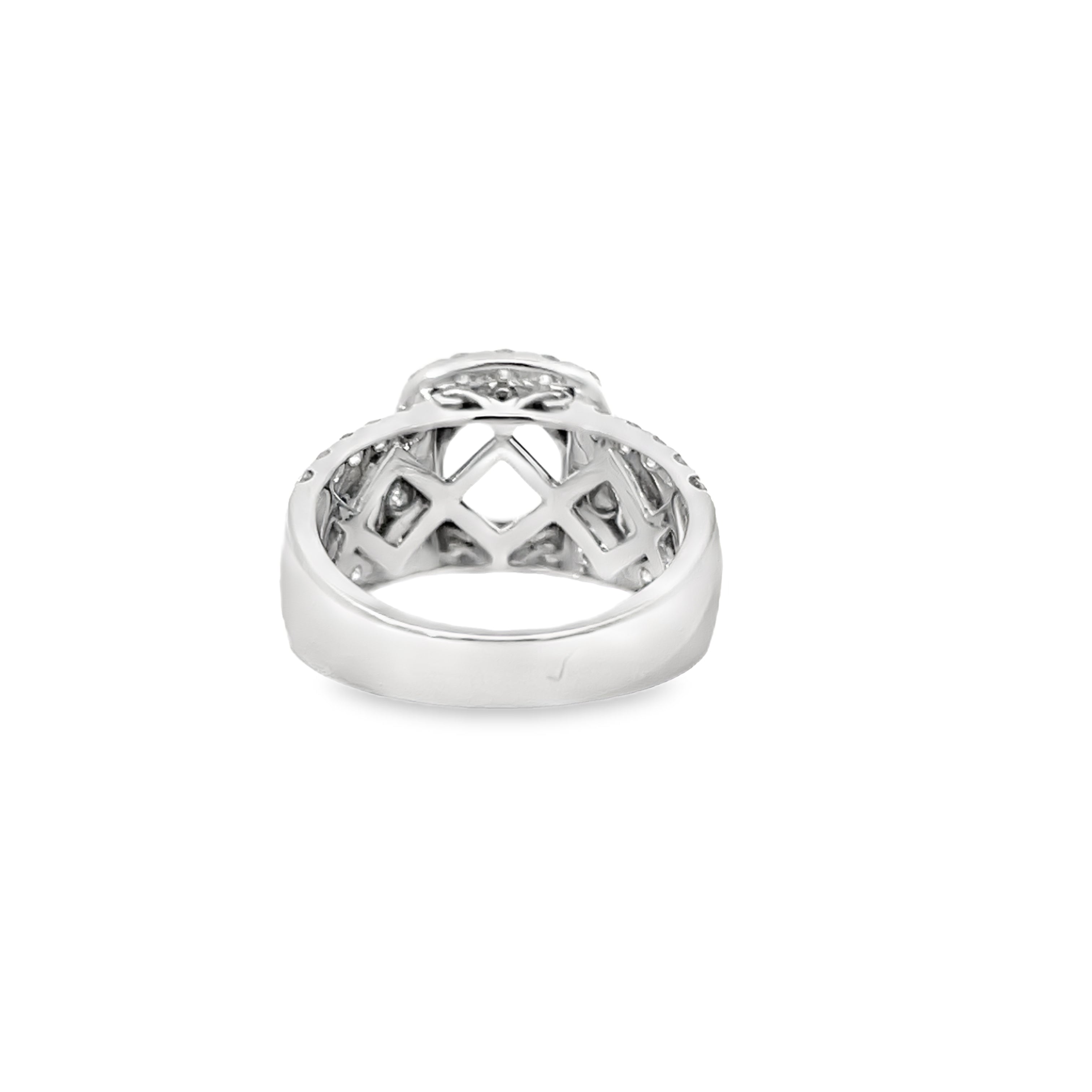 White Gold 2.25 Carat Halo Diamond Semi Mounting Ring