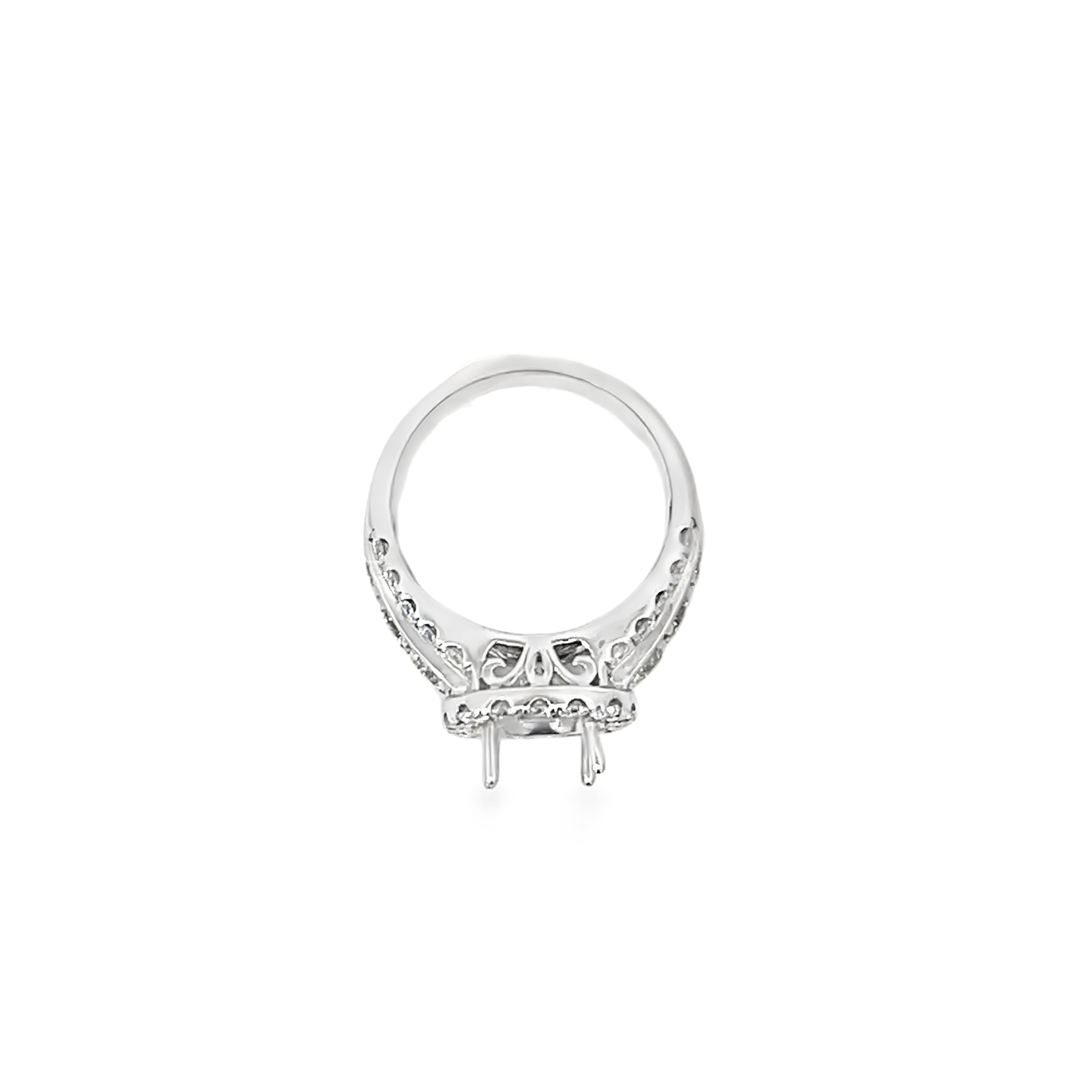 White Gold 2.25 Carat Halo Diamond Semi Mounting Ring