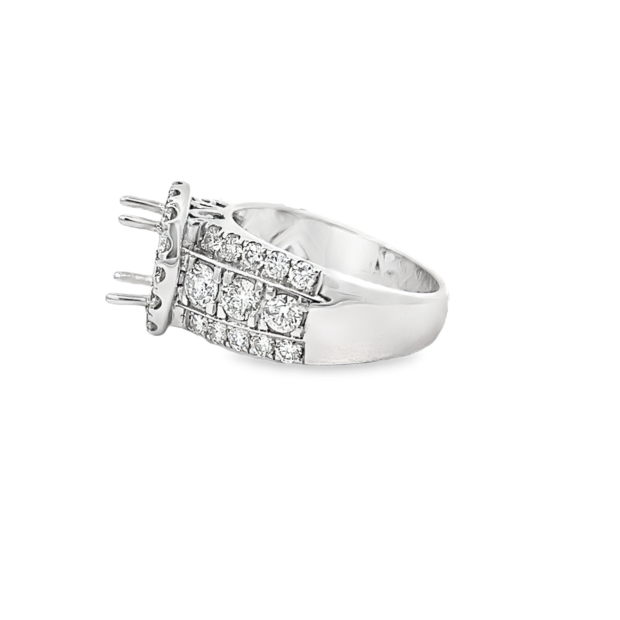 White Gold 2.25 Carat Halo Diamond Semi Mounting Ring
