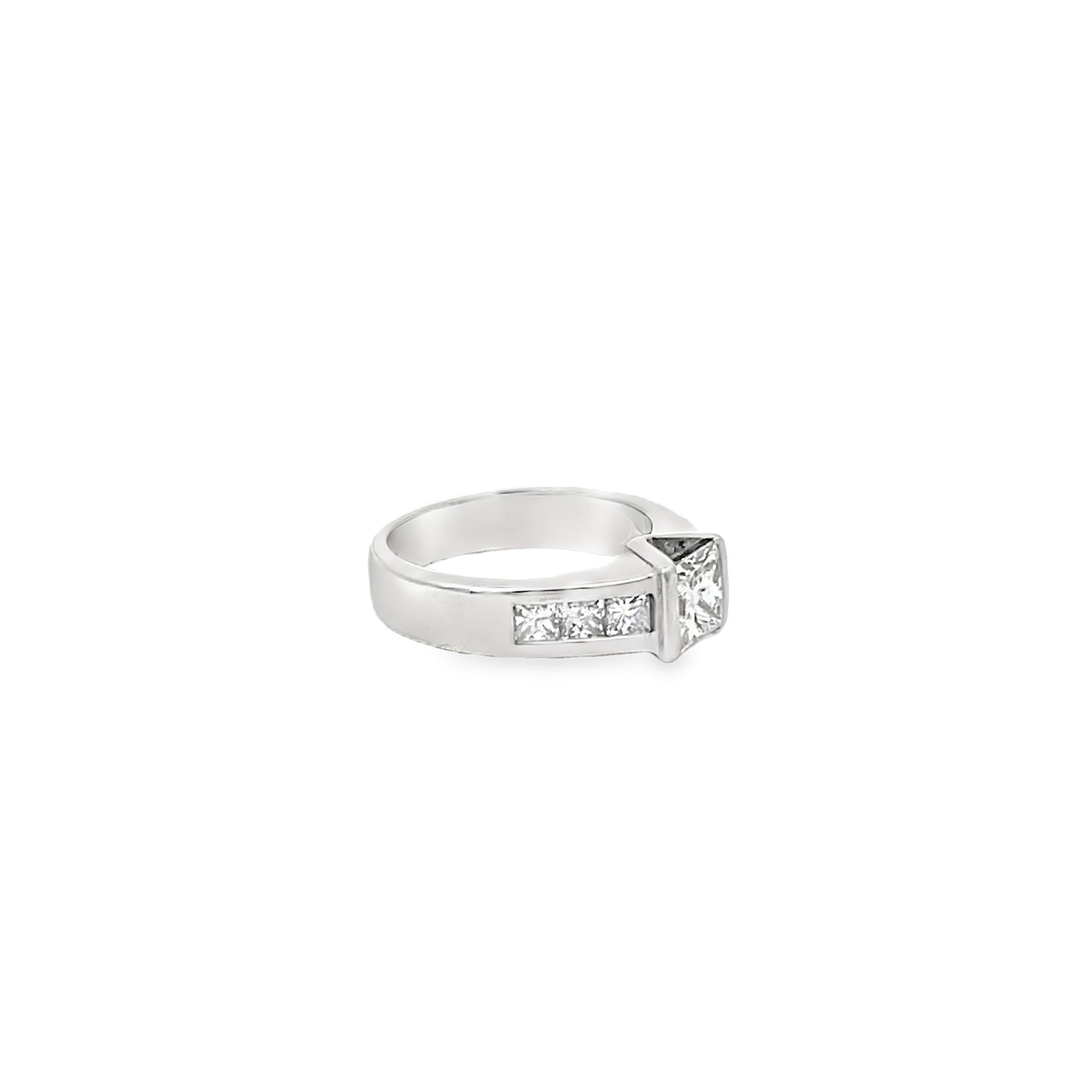 Platinum 1.65 Carat Princess Diamond Ring Channel Set