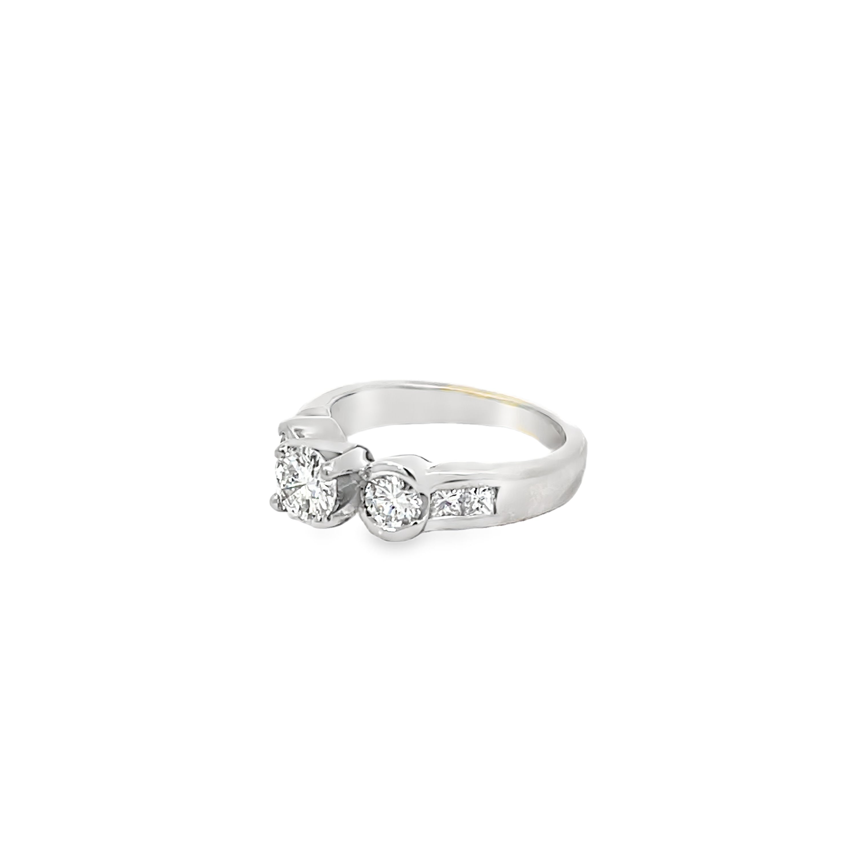 White Gold Three Stone Ring 1.35 Carats