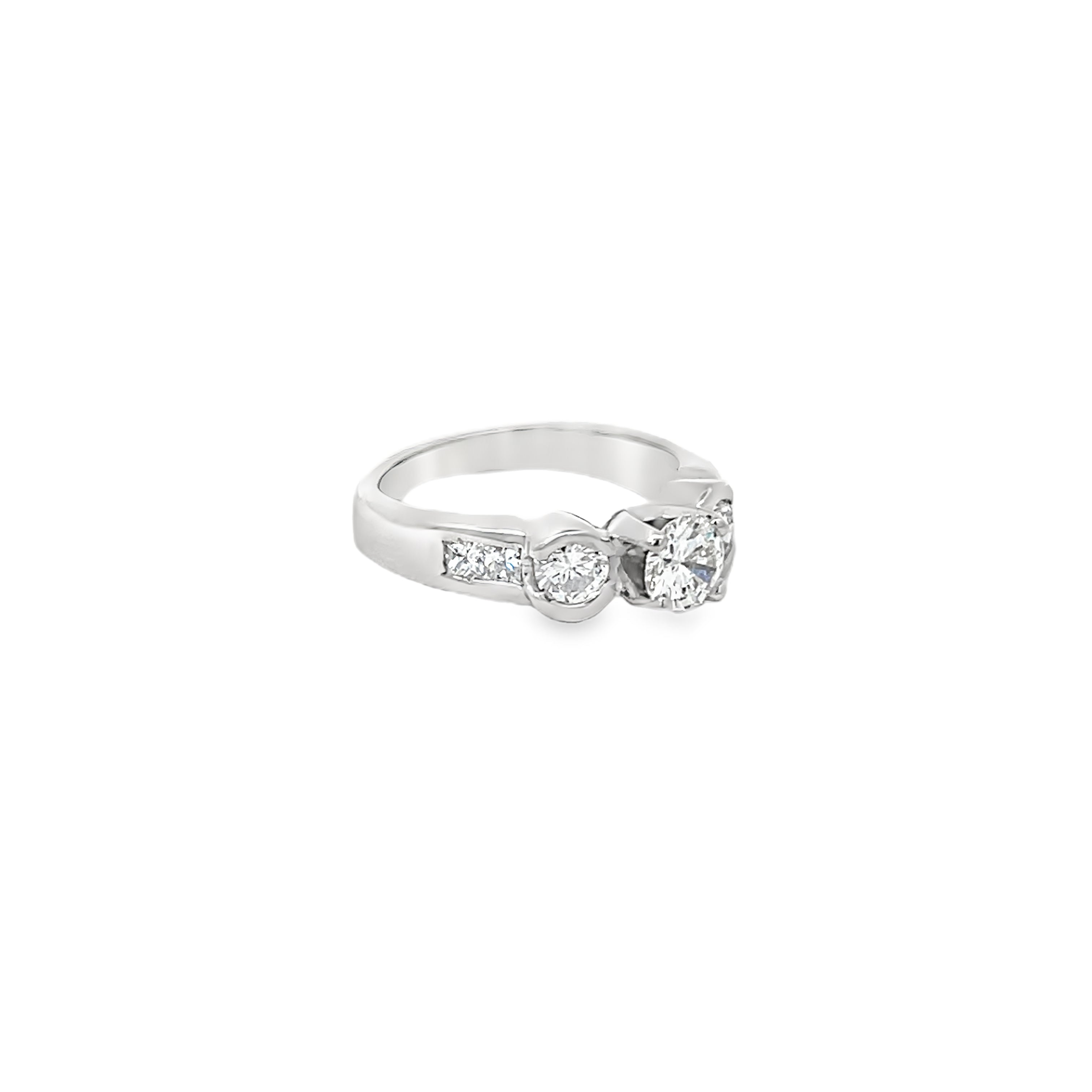 White Gold Three Stone Ring 1.35 Carats