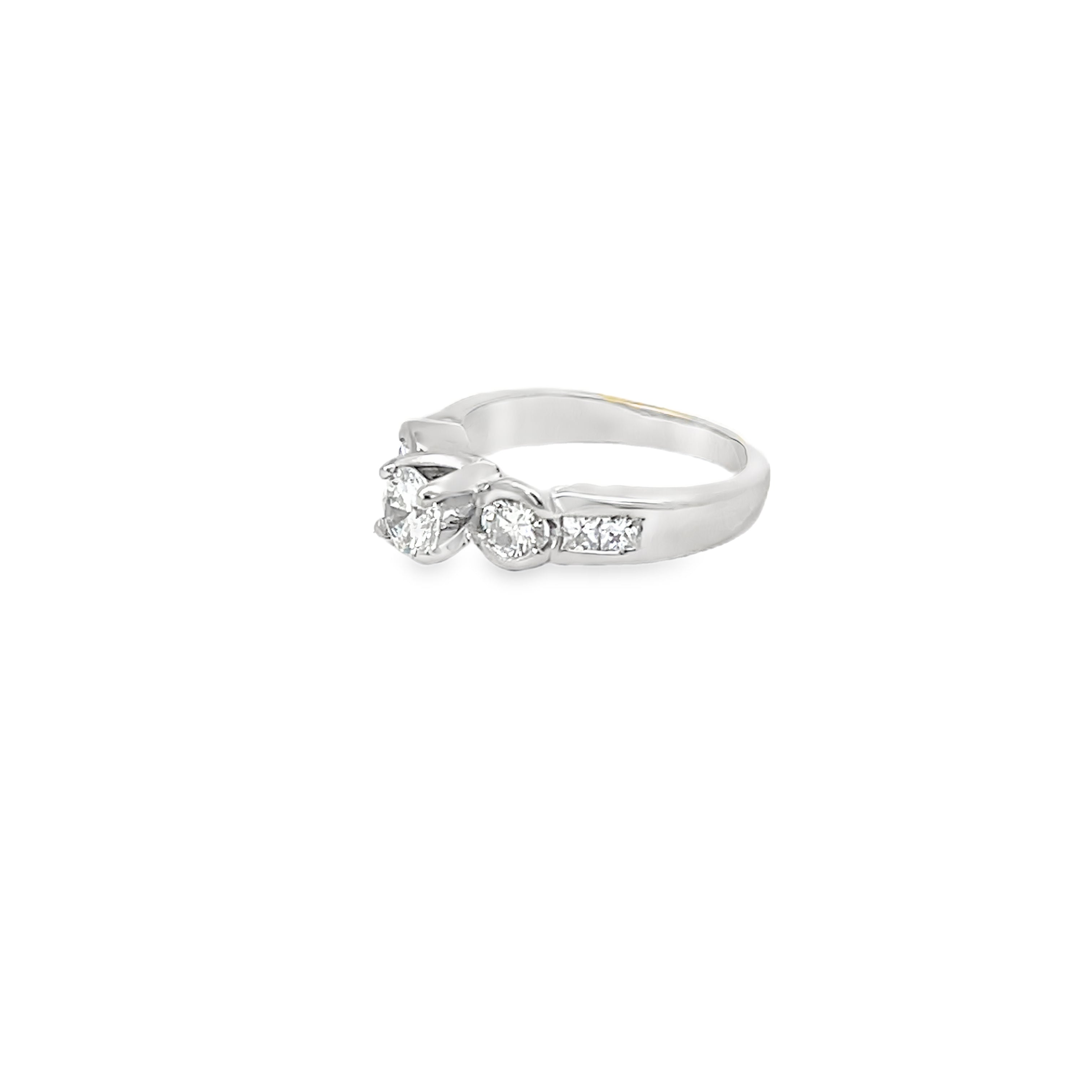 White Gold Three Stone Ring 1.35 Carats