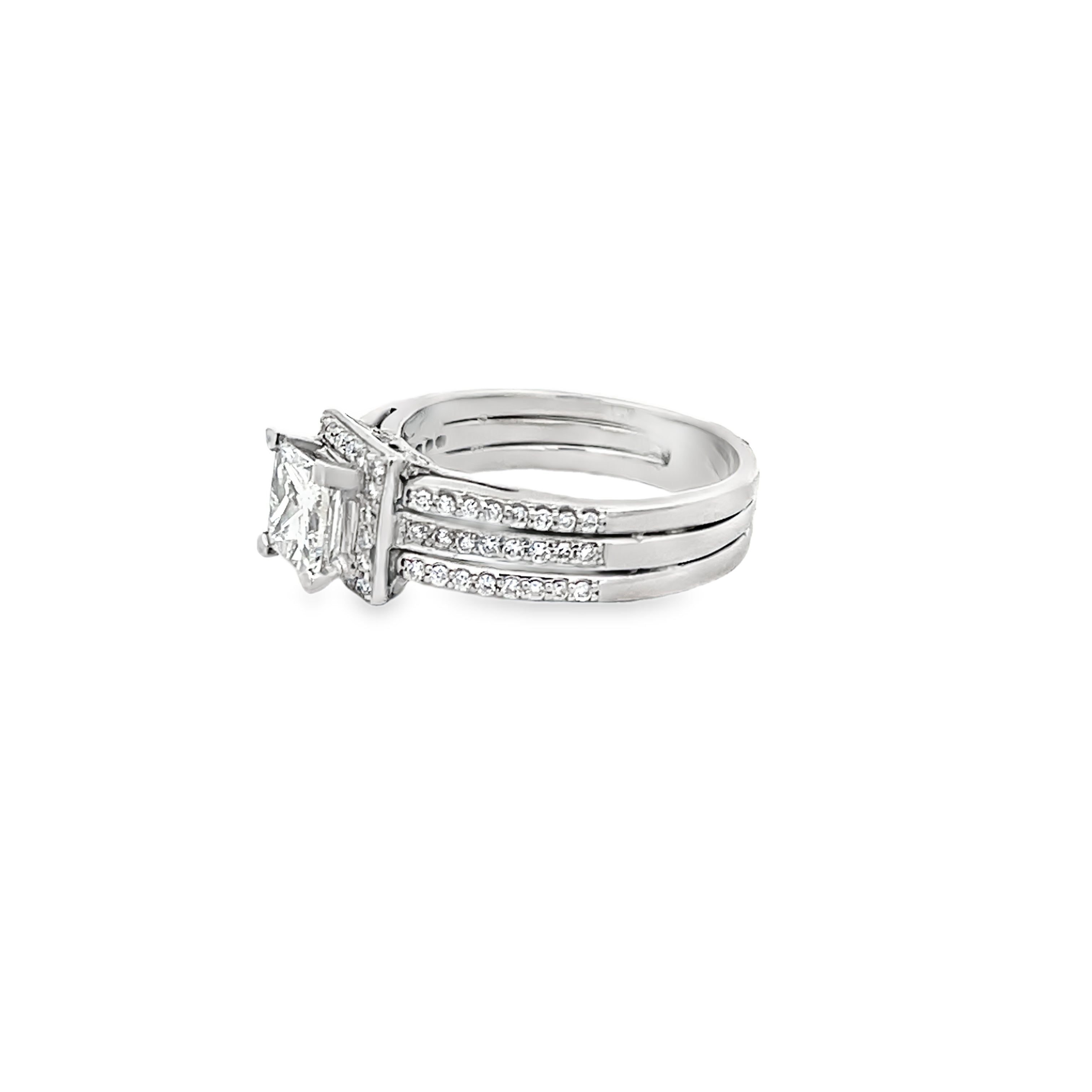 White Gold 3.00 Carat Halo Style Princess Diamond Ring