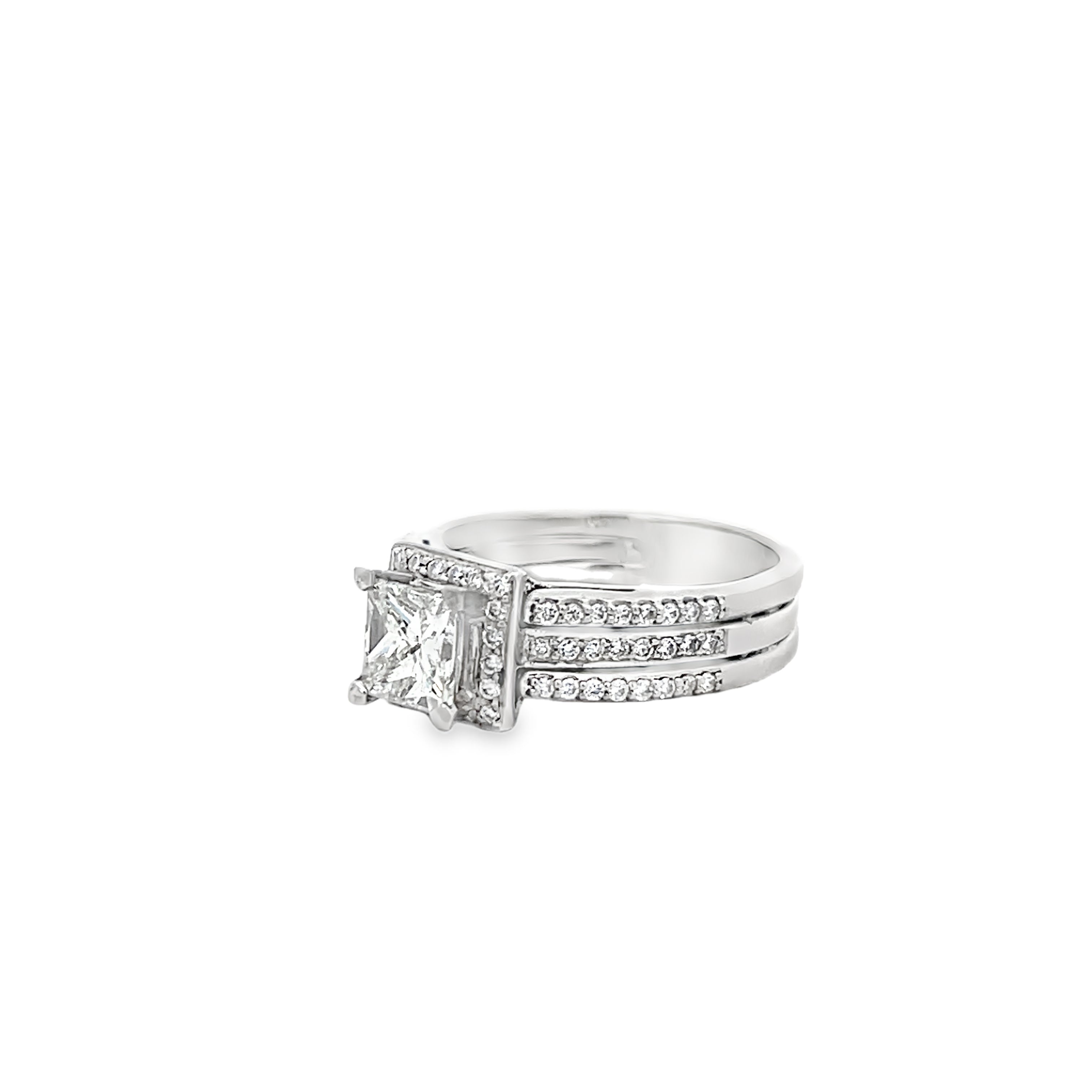 White Gold 3.00 Carat Halo Style Princess Diamond Ring