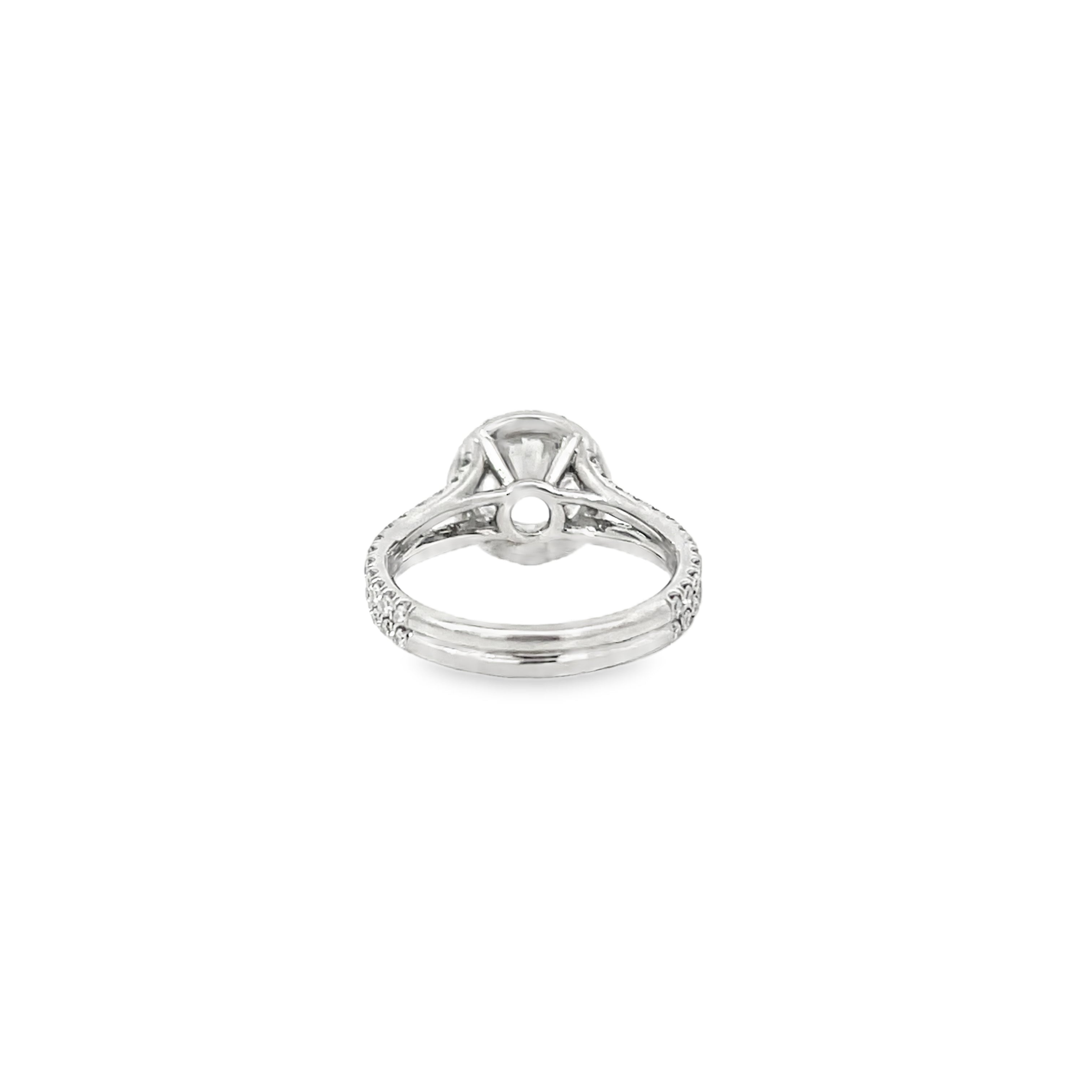 Platinum 0.75 Carat Halo Style Diamond Semi Mounting
