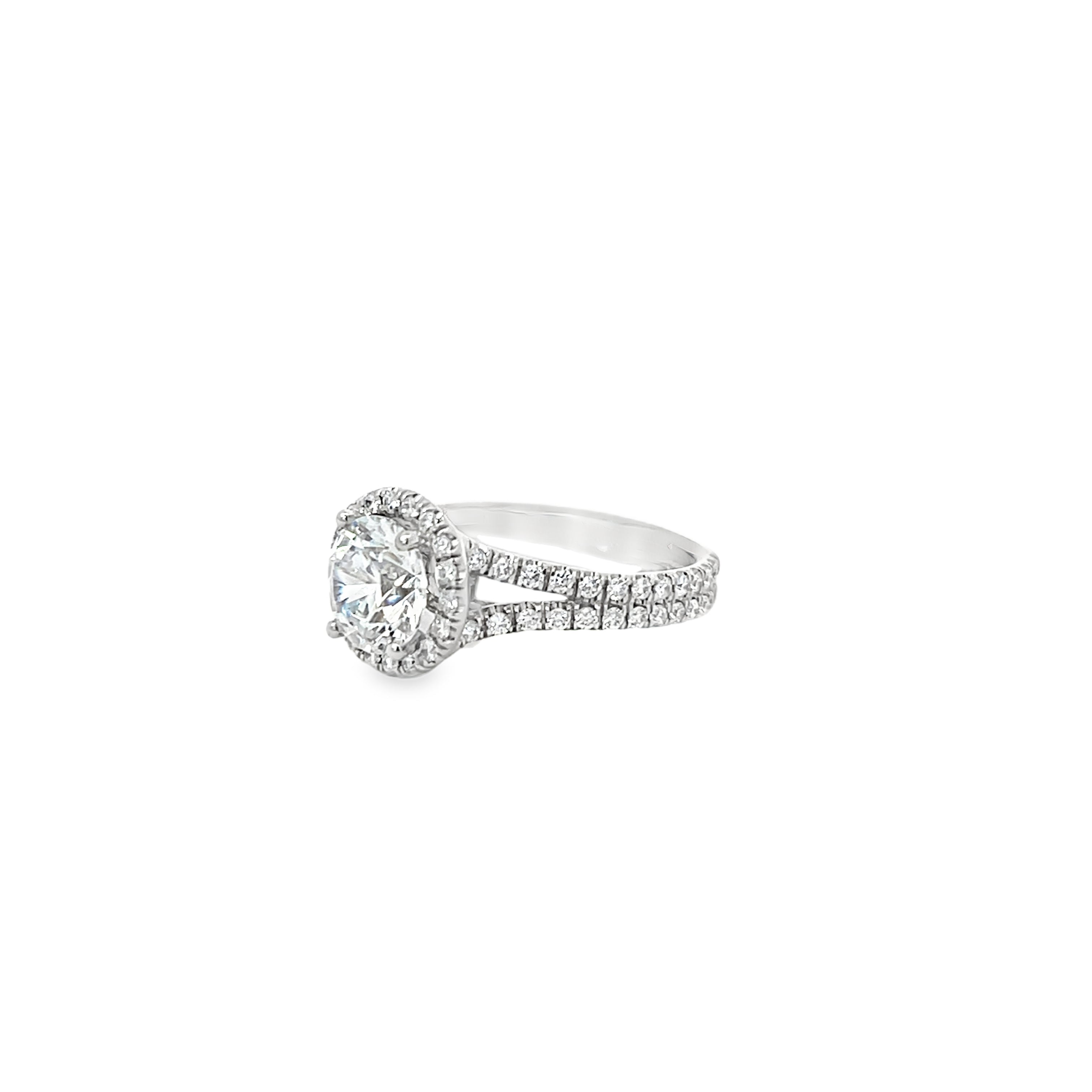 Platinum 0.75 Carat Halo Style Diamond Semi Mounting