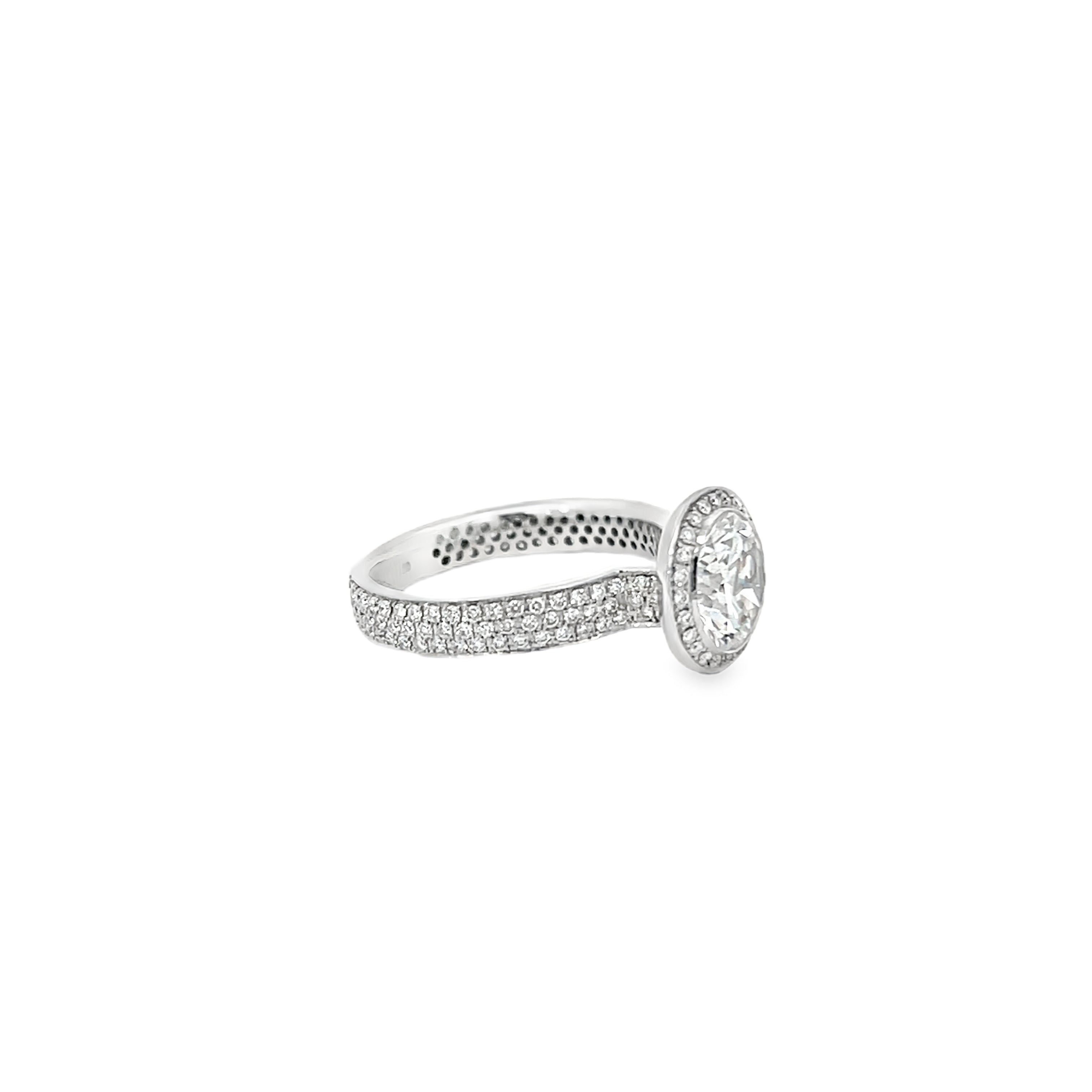 White Gold 0.76 Carats Semi Mounting Halo Style