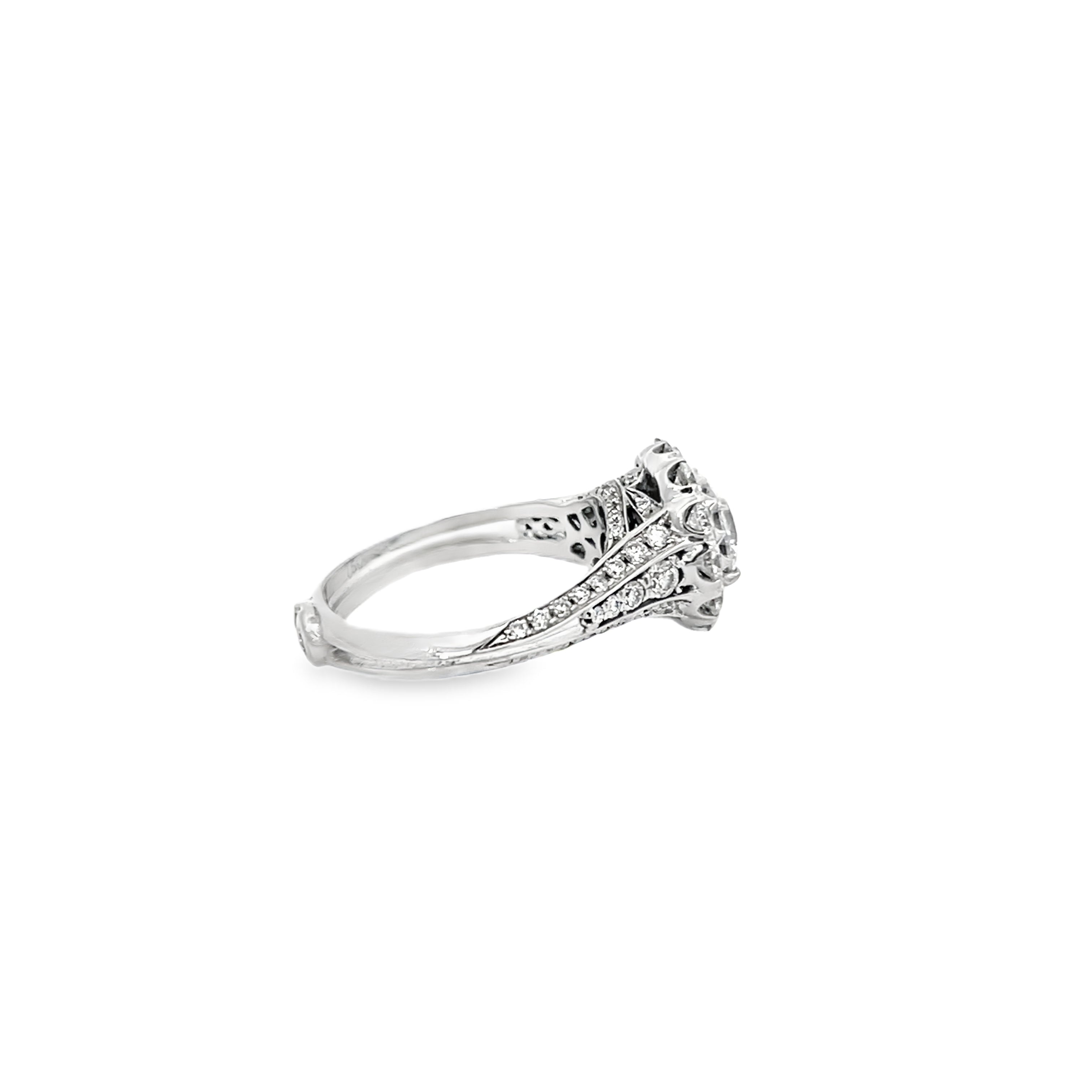White Gold Halo Style 1.22 Carats Diamond Semi Mounting