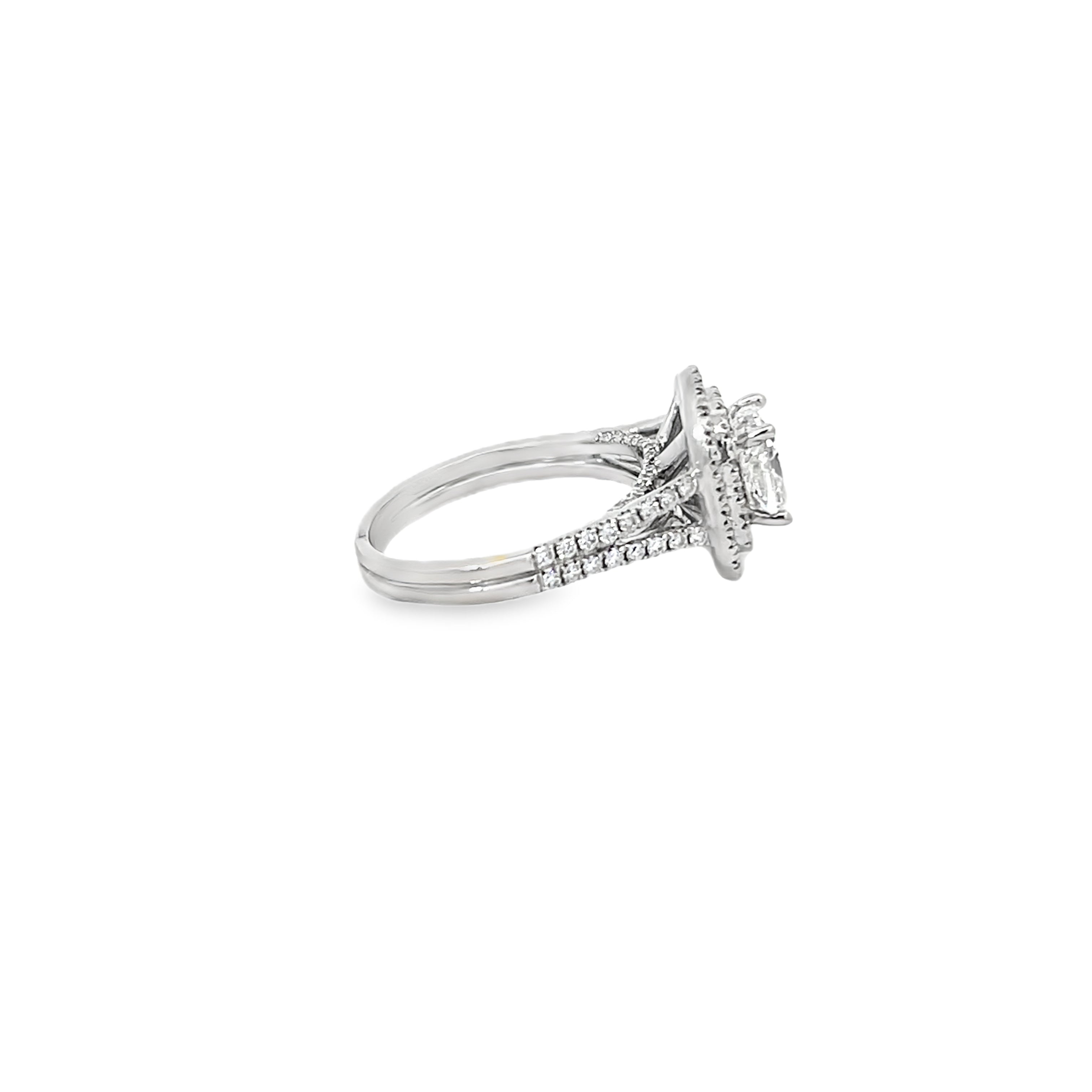 White Gold 2.50 Carats Double Halo Cushion Diamond Ring