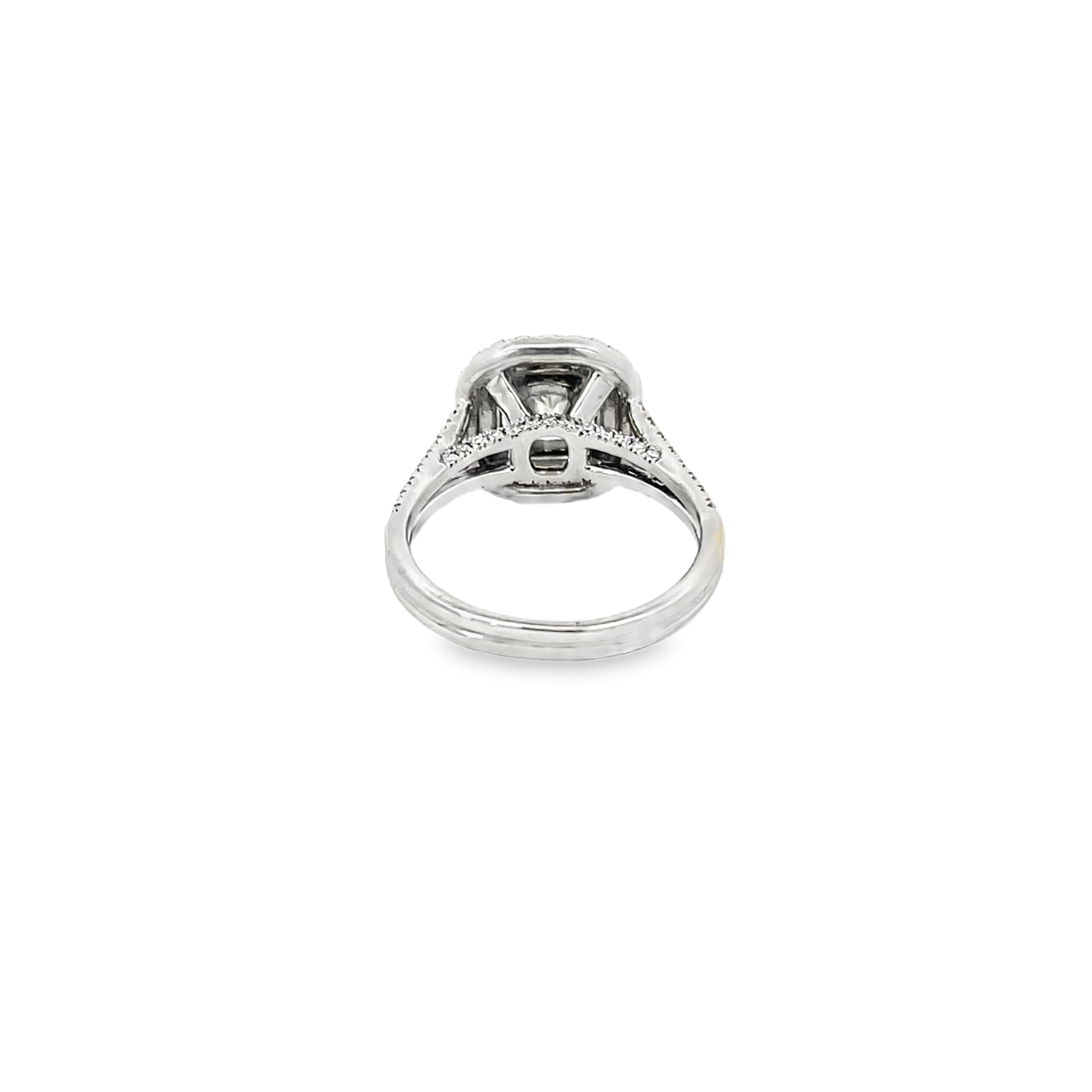 White Gold 2.50 Carats Double Halo Cushion Diamond Ring