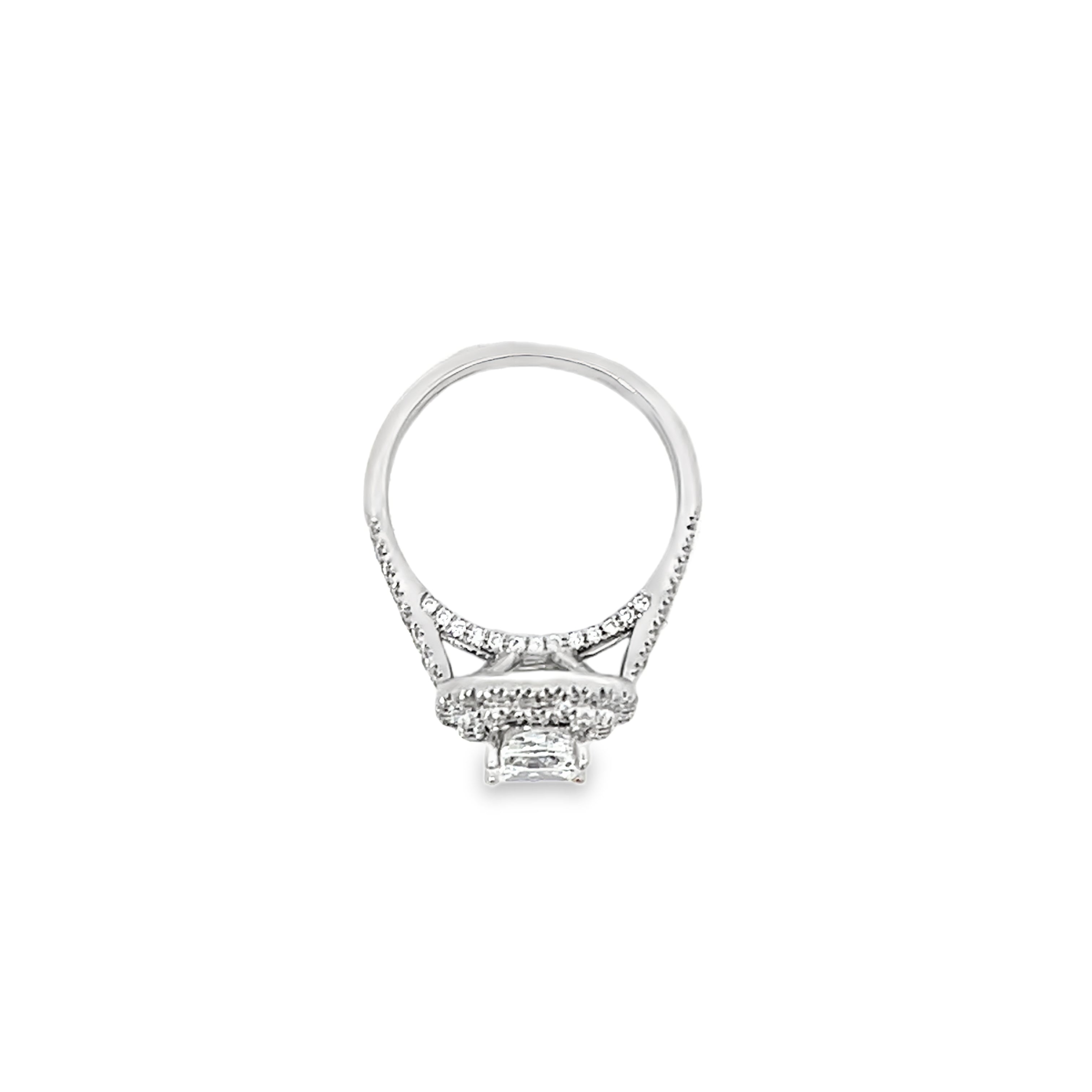 White Gold 2.50 Carats Double Halo Cushion Diamond Ring