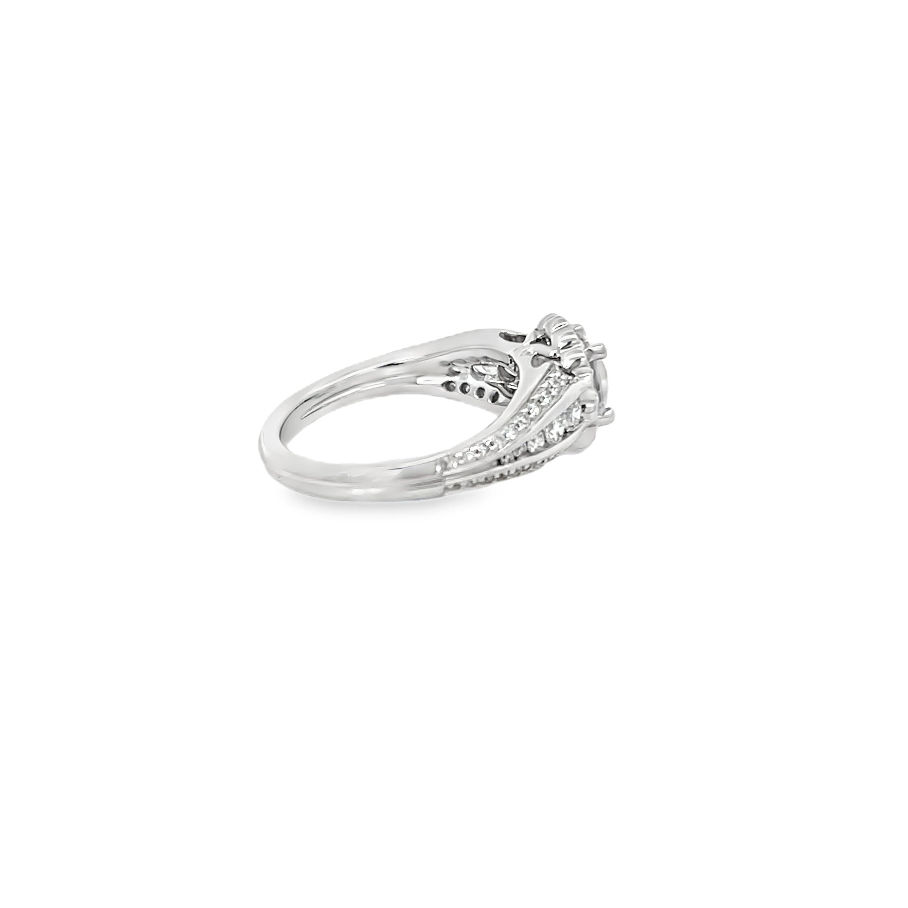 White Gold 0.79 Carats Diamond Halo Semi Mounting Ring