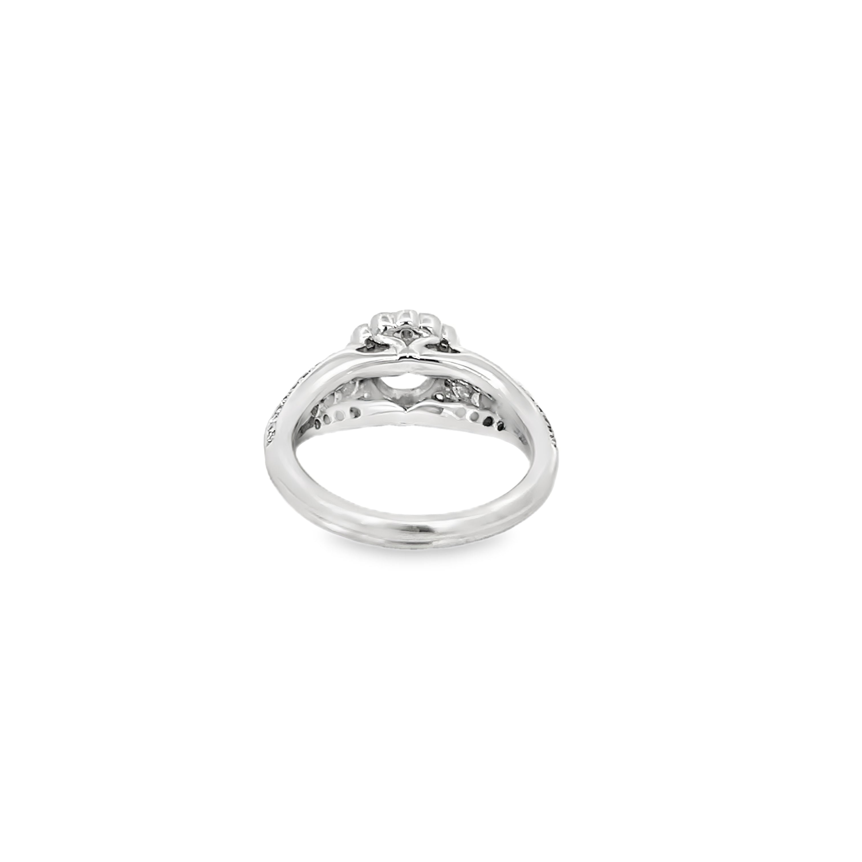 White Gold 0.79 Carats Diamond Halo Semi Mounting Ring