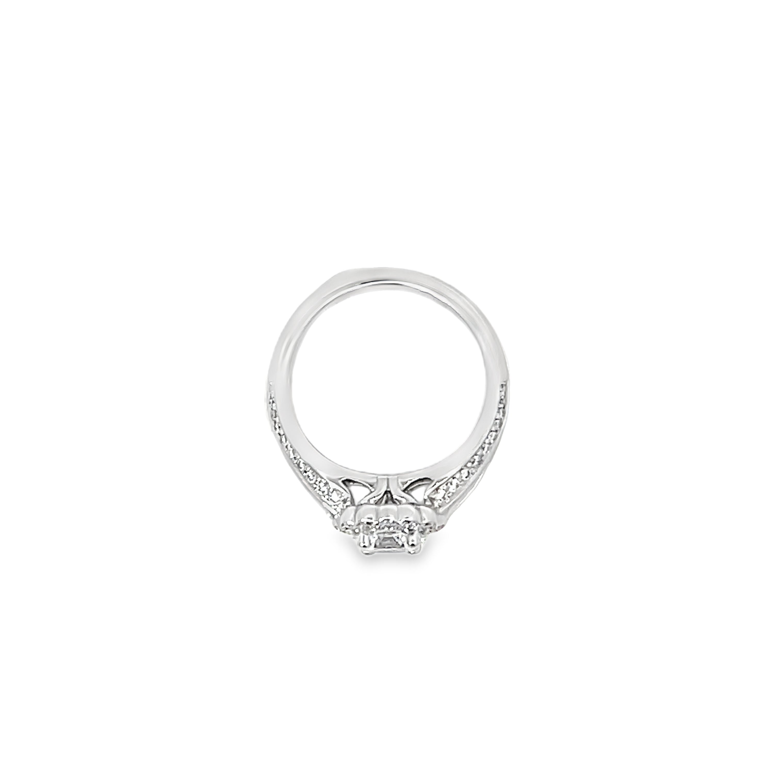 White Gold 0.79 Carats Diamond Halo Semi Mounting Ring