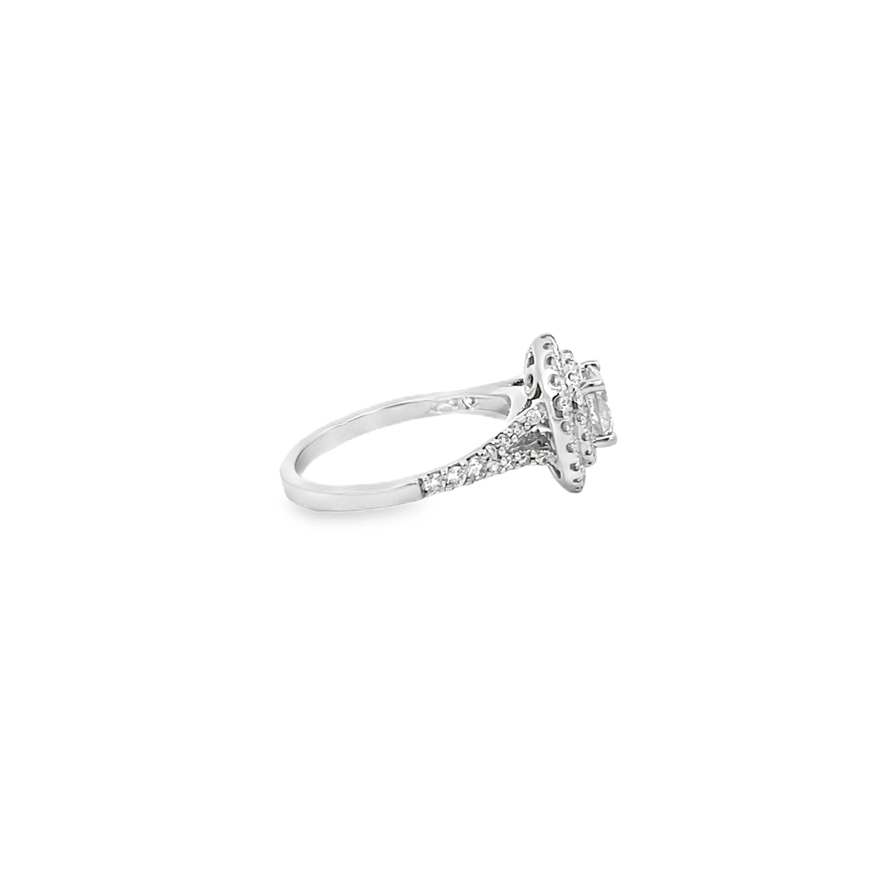 Round 1.41 Carat Total Double Halo Ring