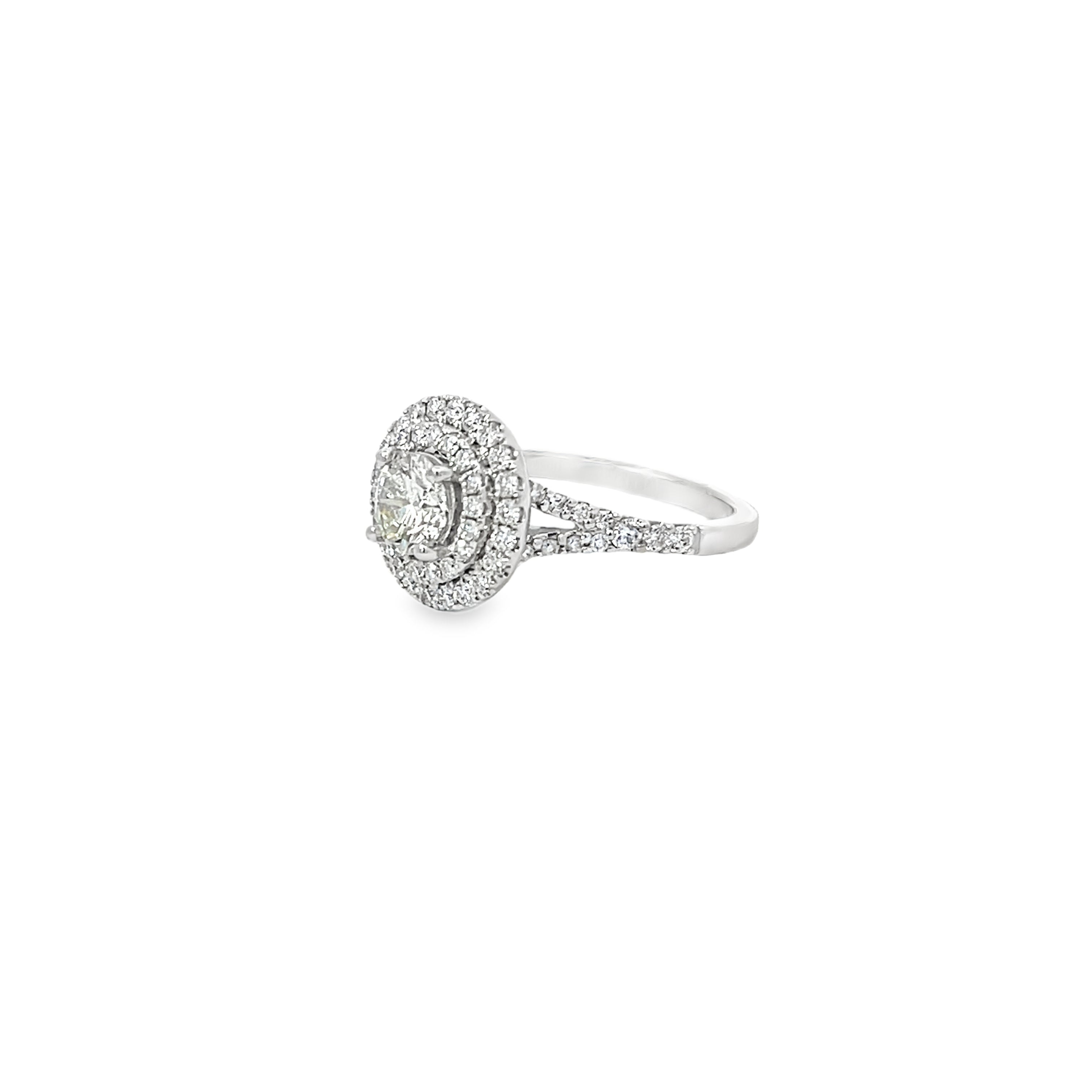 Round 1.41 Carat Total Double Halo Ring