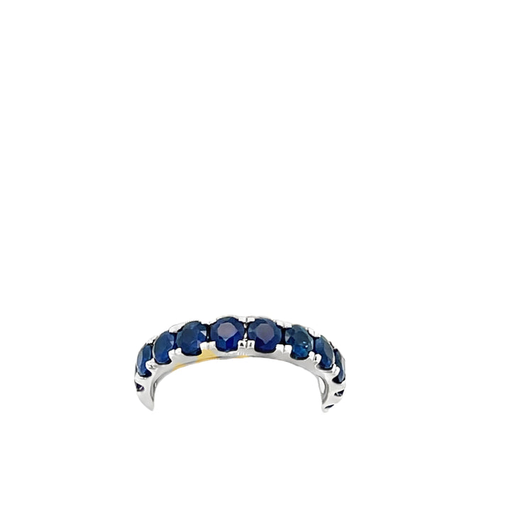 White Gold Eternity Ring with Deep Blue Cabochon Sapphire